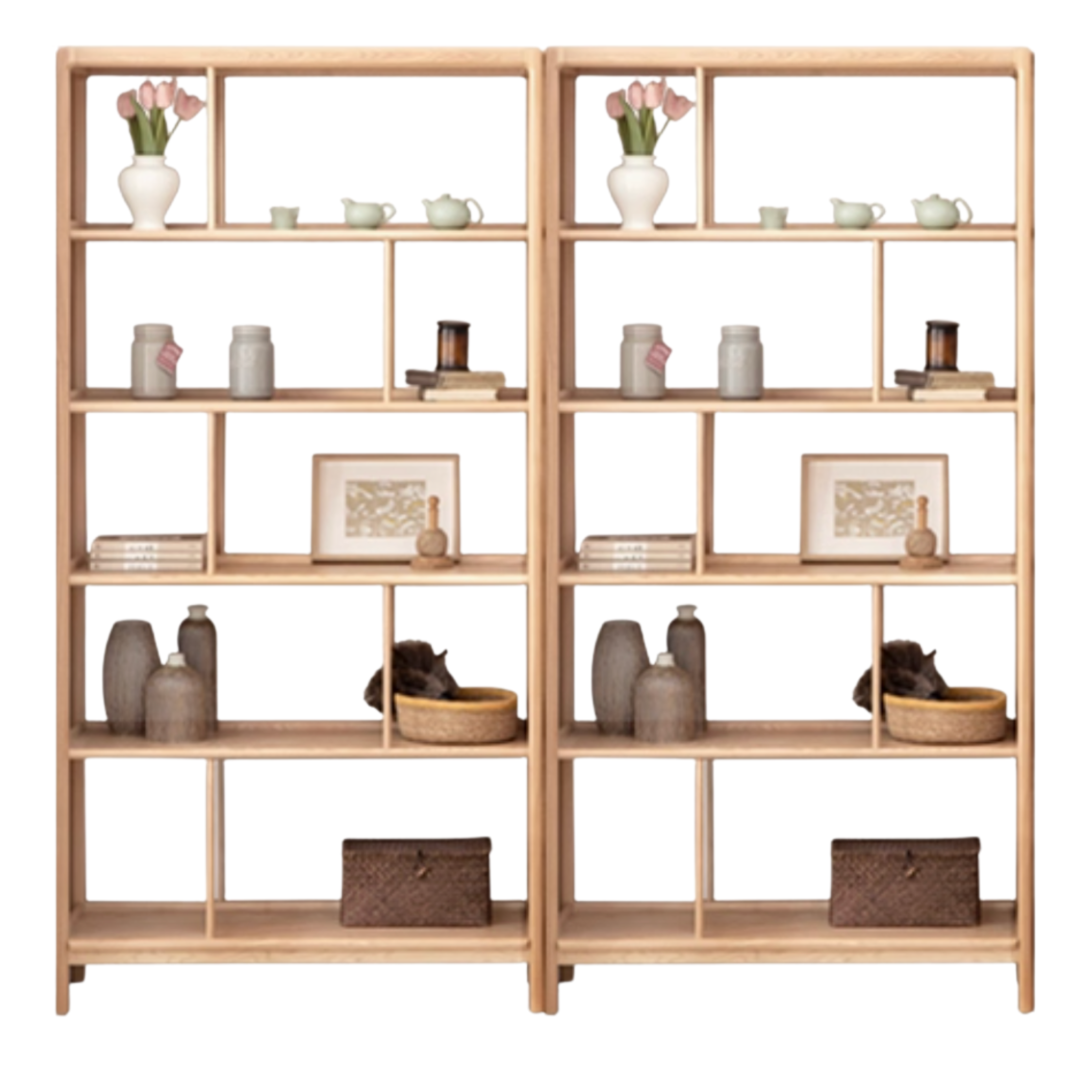 Black Walnut, Ash Solid Wood Bookshelf Combined Bookcase Display Cabinet Wall Shelf