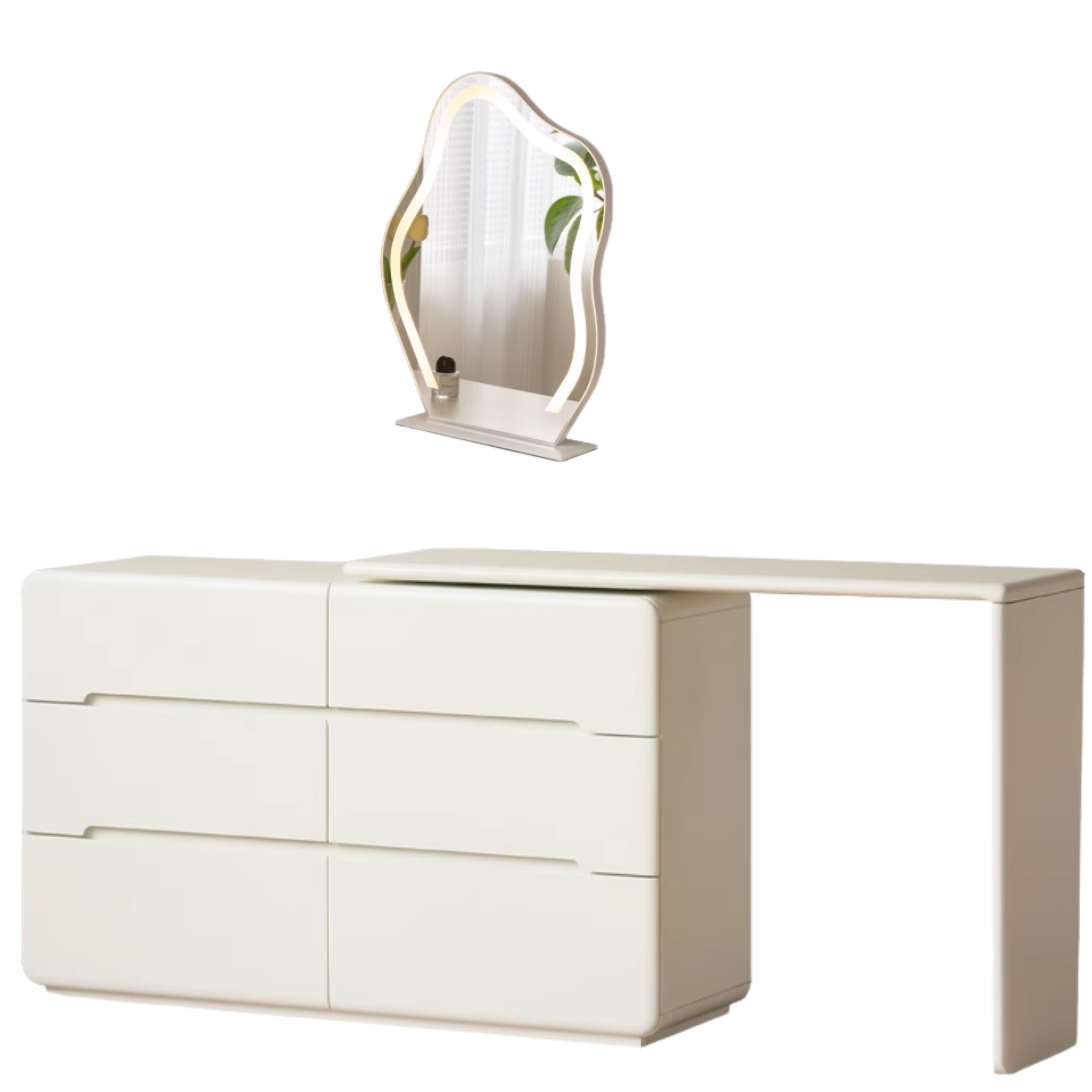 Tulip Tree, Solid Rubberwood Cream Air Makeup Table