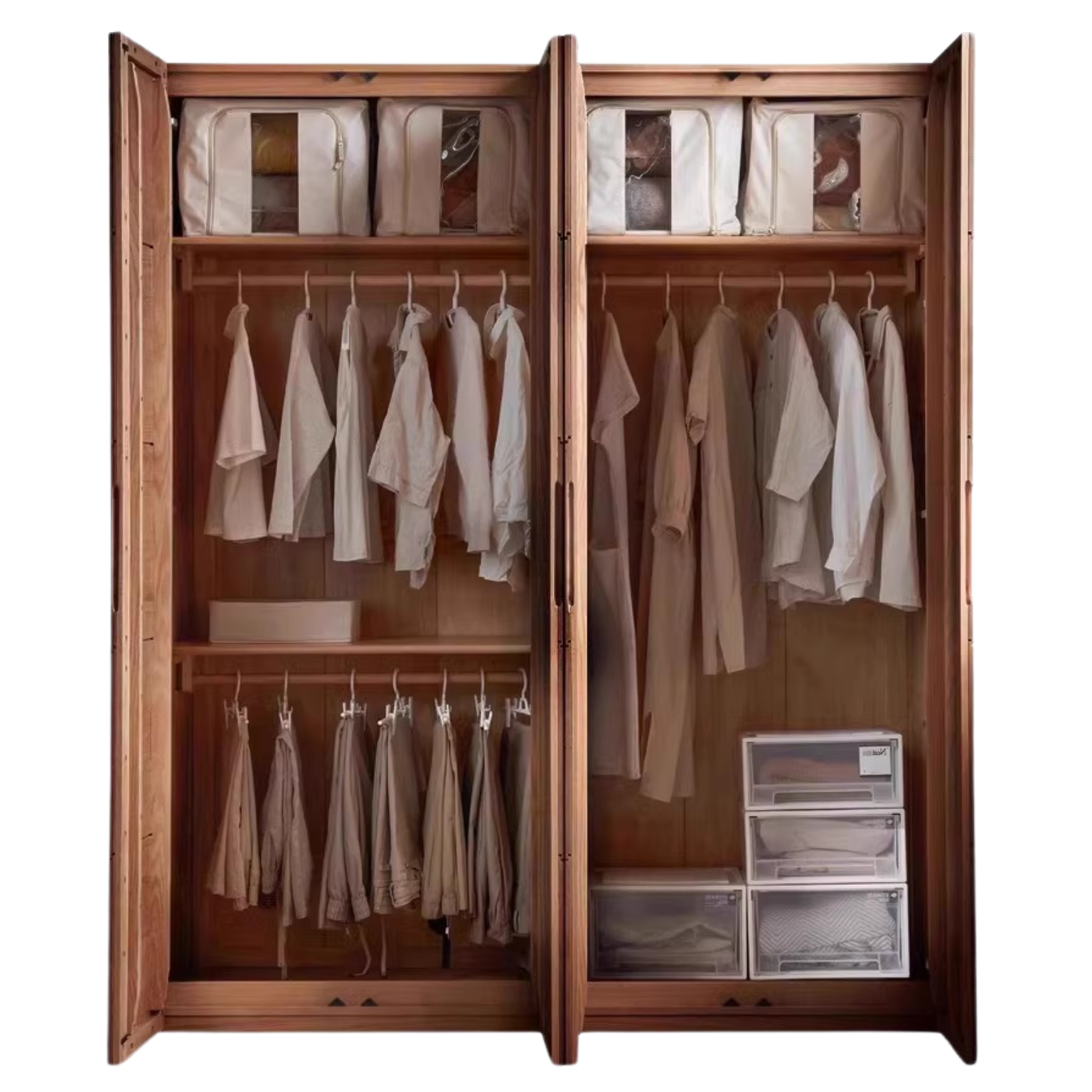 Oak solid wood wardrobe high doors :