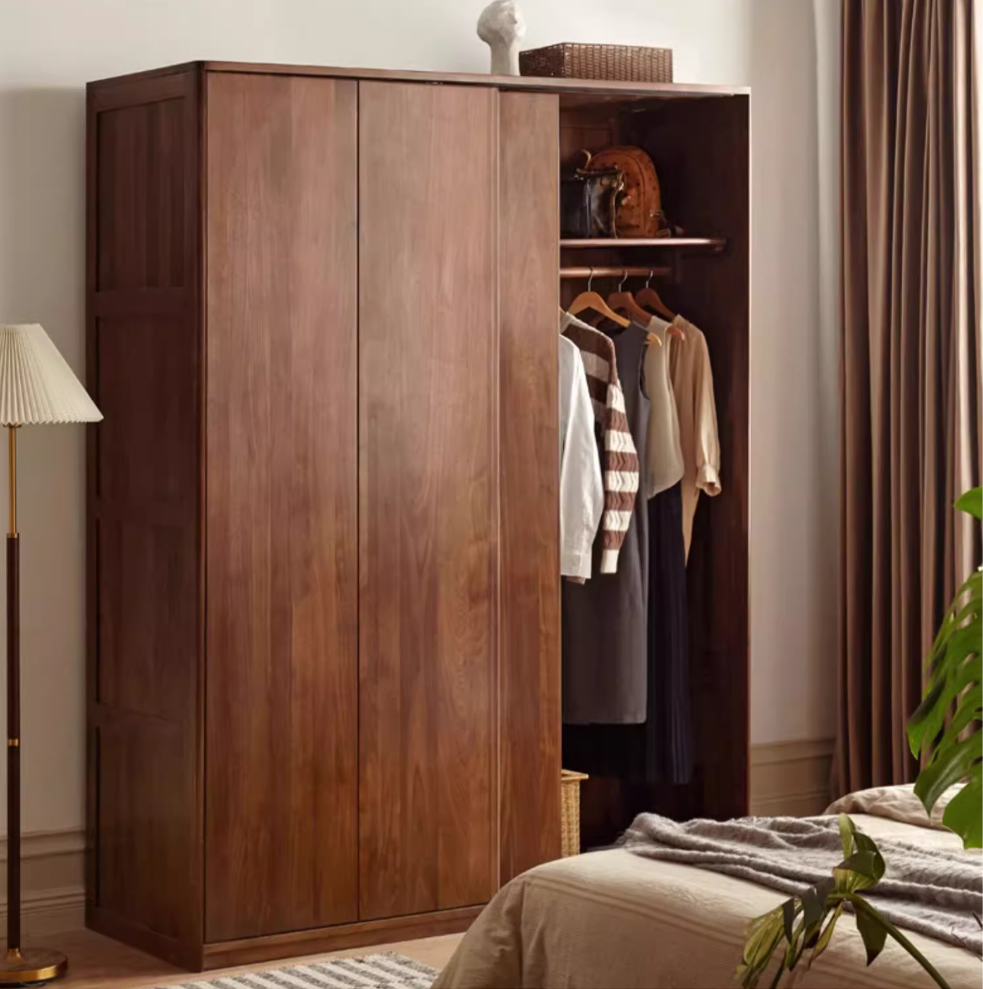 Black Walnut, SandalWood Sliding Door Wardrobe