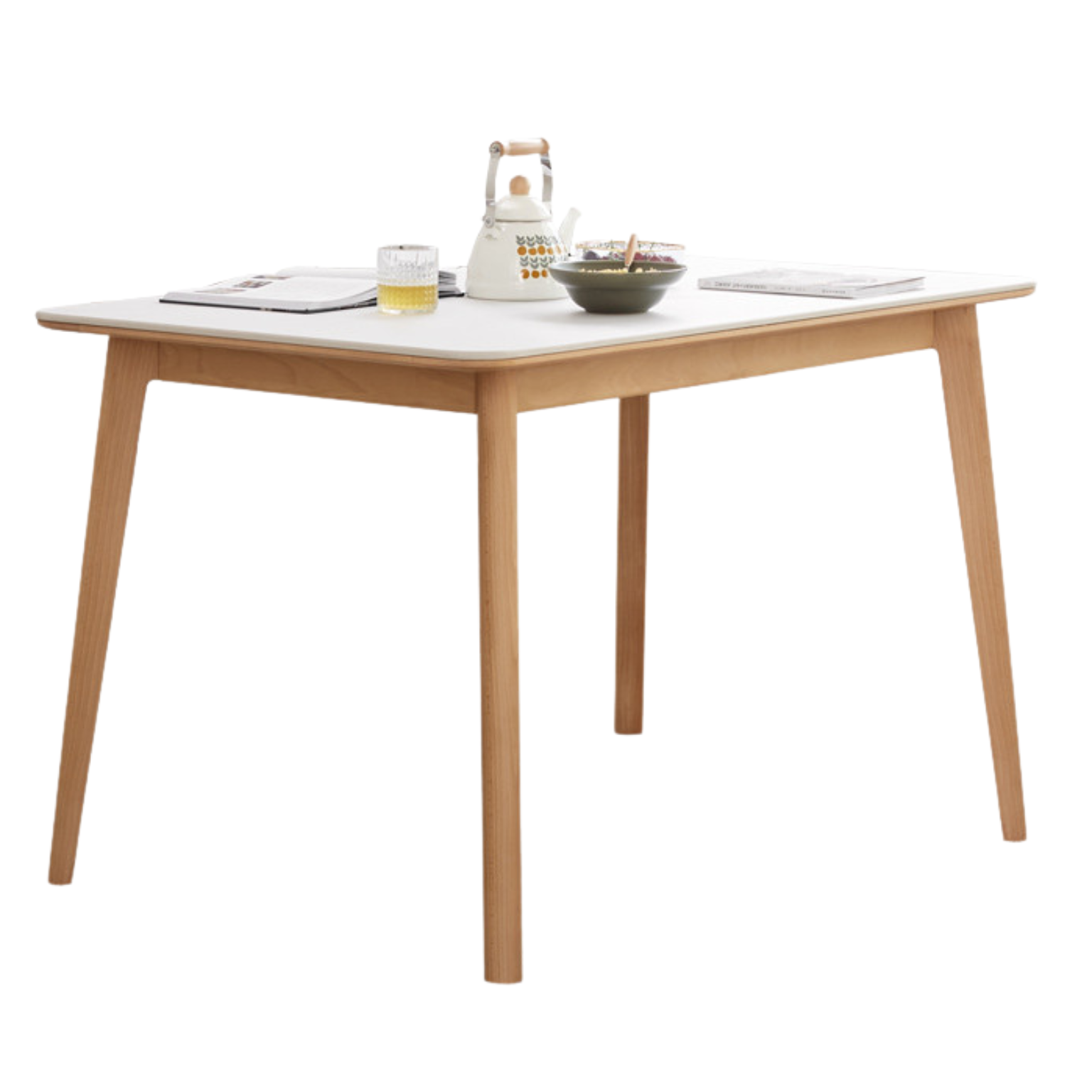 Ash solid wood Dining Table with rock slab surface,