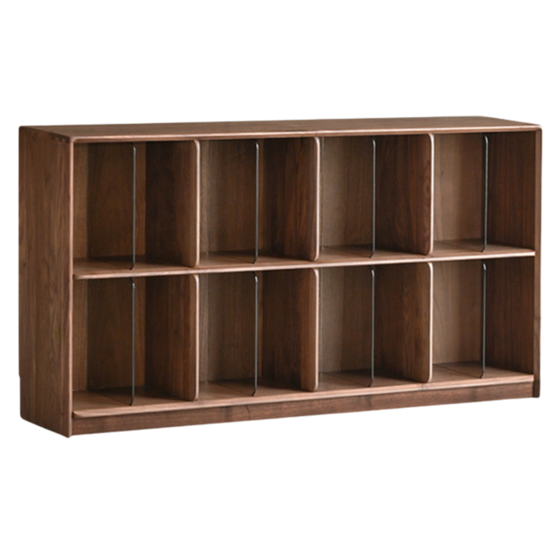 Black Walnut, Oak Solid Wood Bookcase Modern Storage Cabinet