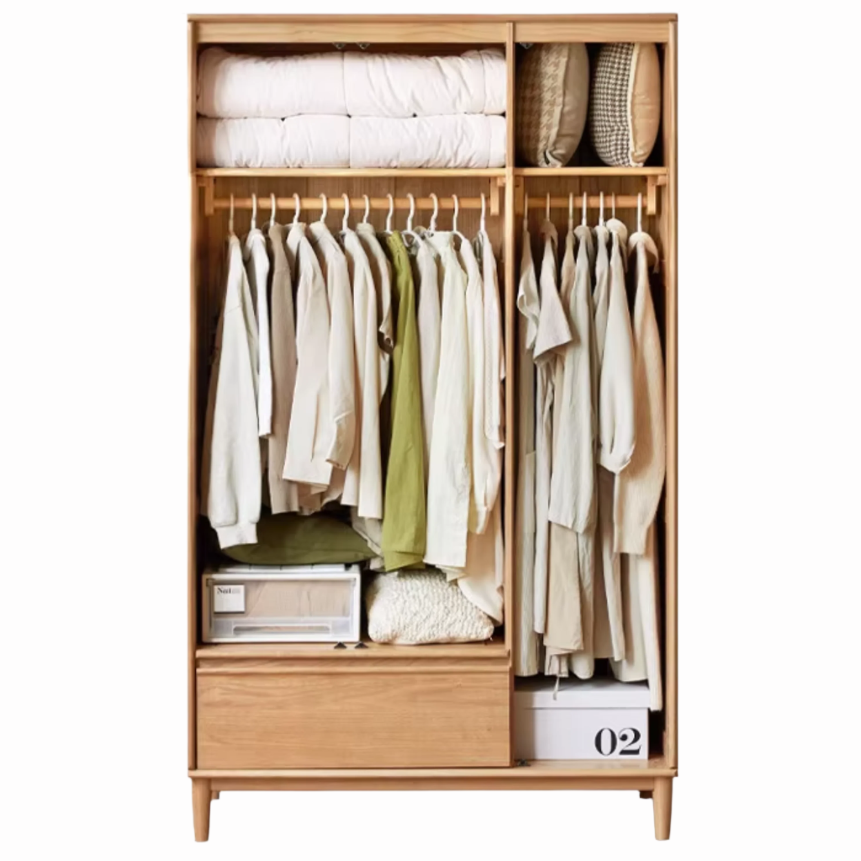 Oak Solid Wood Modern Wardrobe.