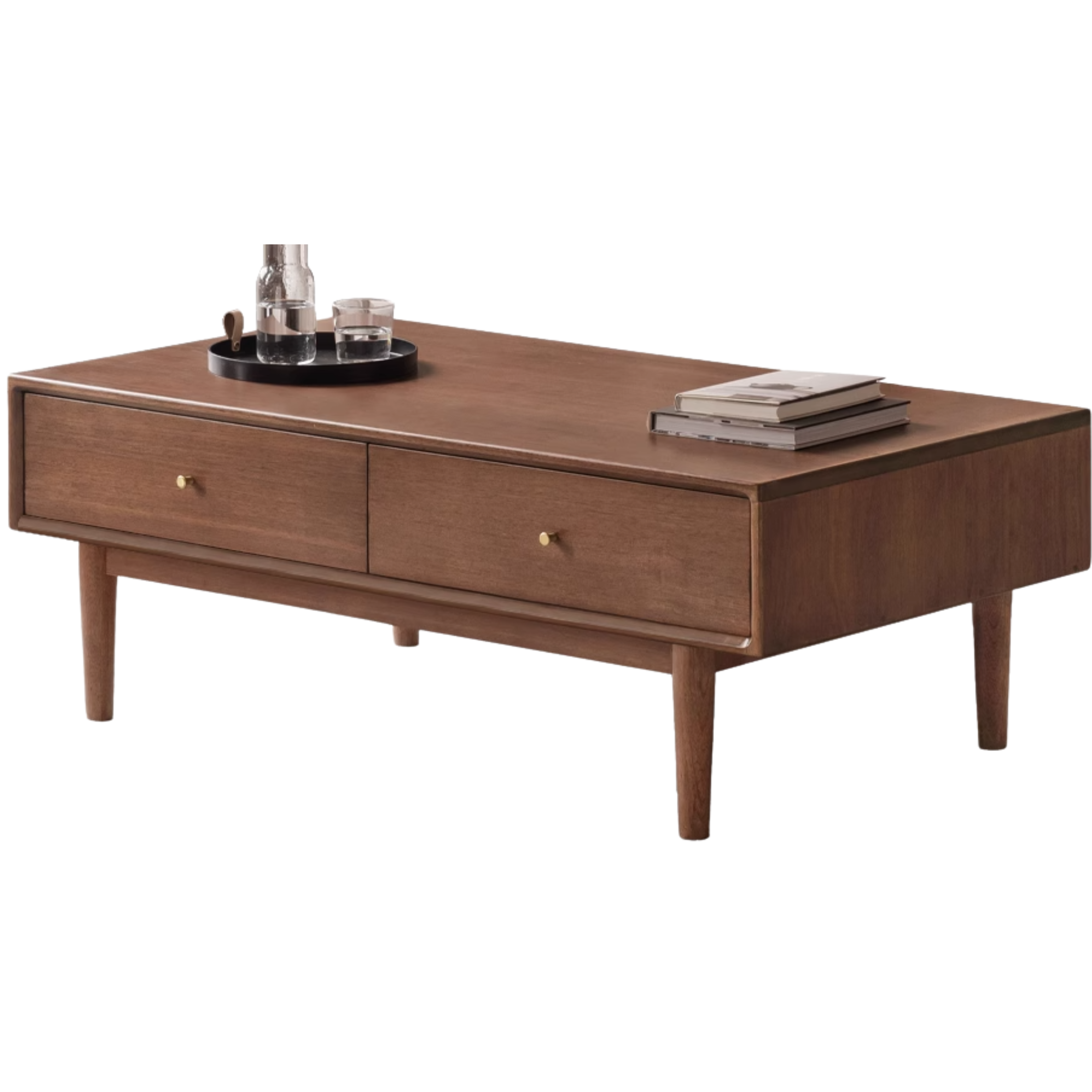 Black Walnut, Sandalwood Solid Wood Rock Plate Modern Coffee Table