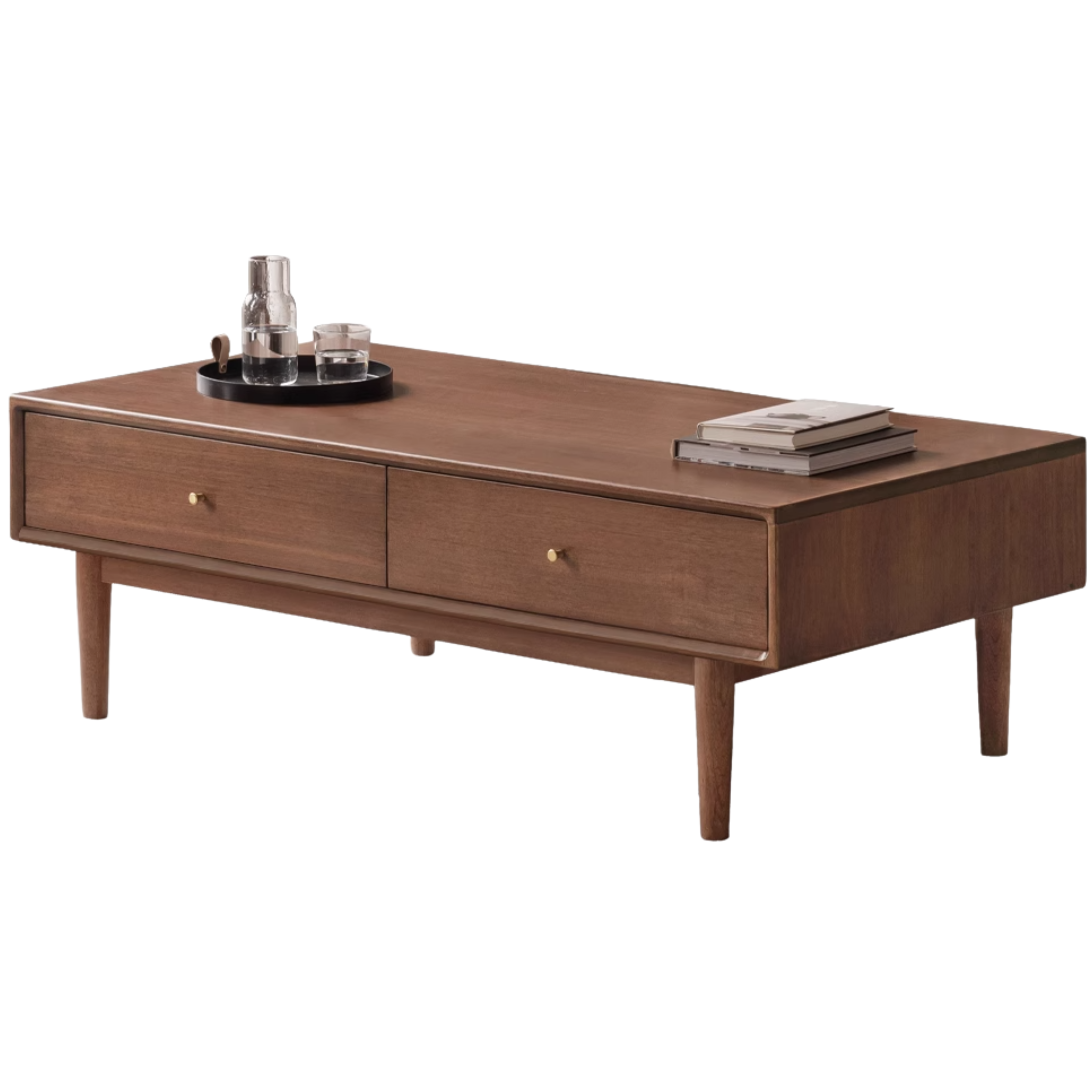 Black Walnut, Sandalwood Solid Wood Rock Plate Modern Coffee Table