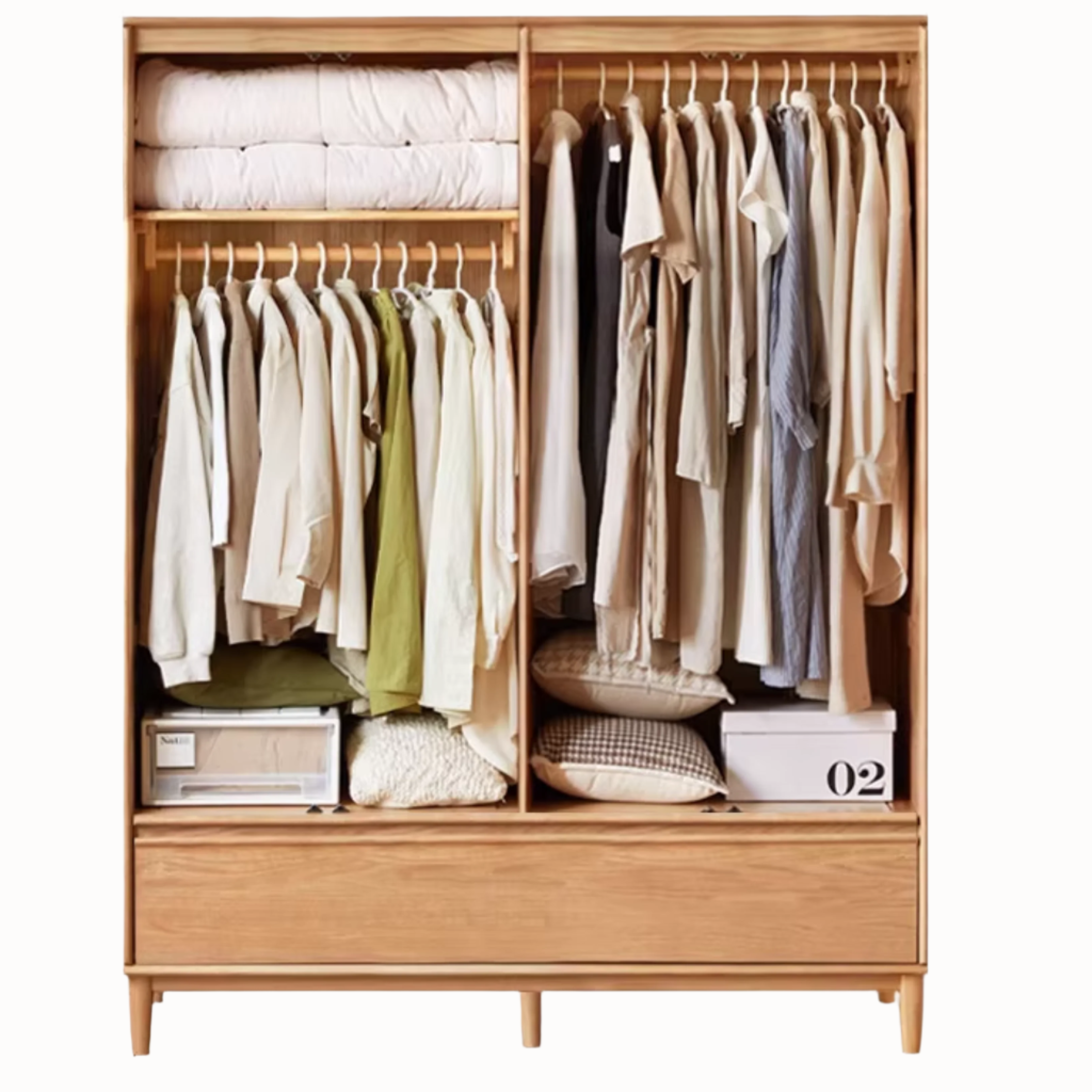 Oak Solid Wood Modern Wardrobe.