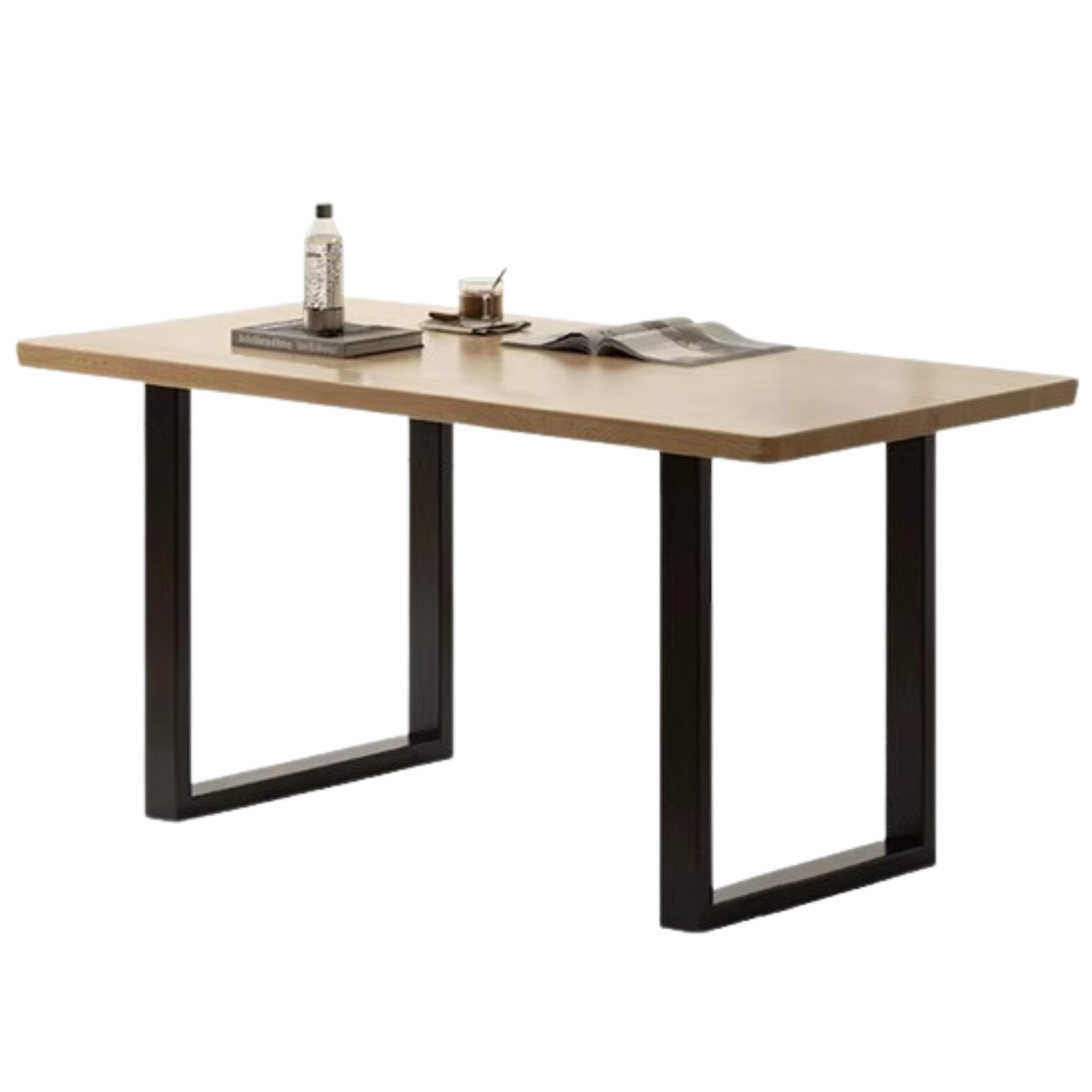 Oak Solid wood iron dining table American industrial style ,