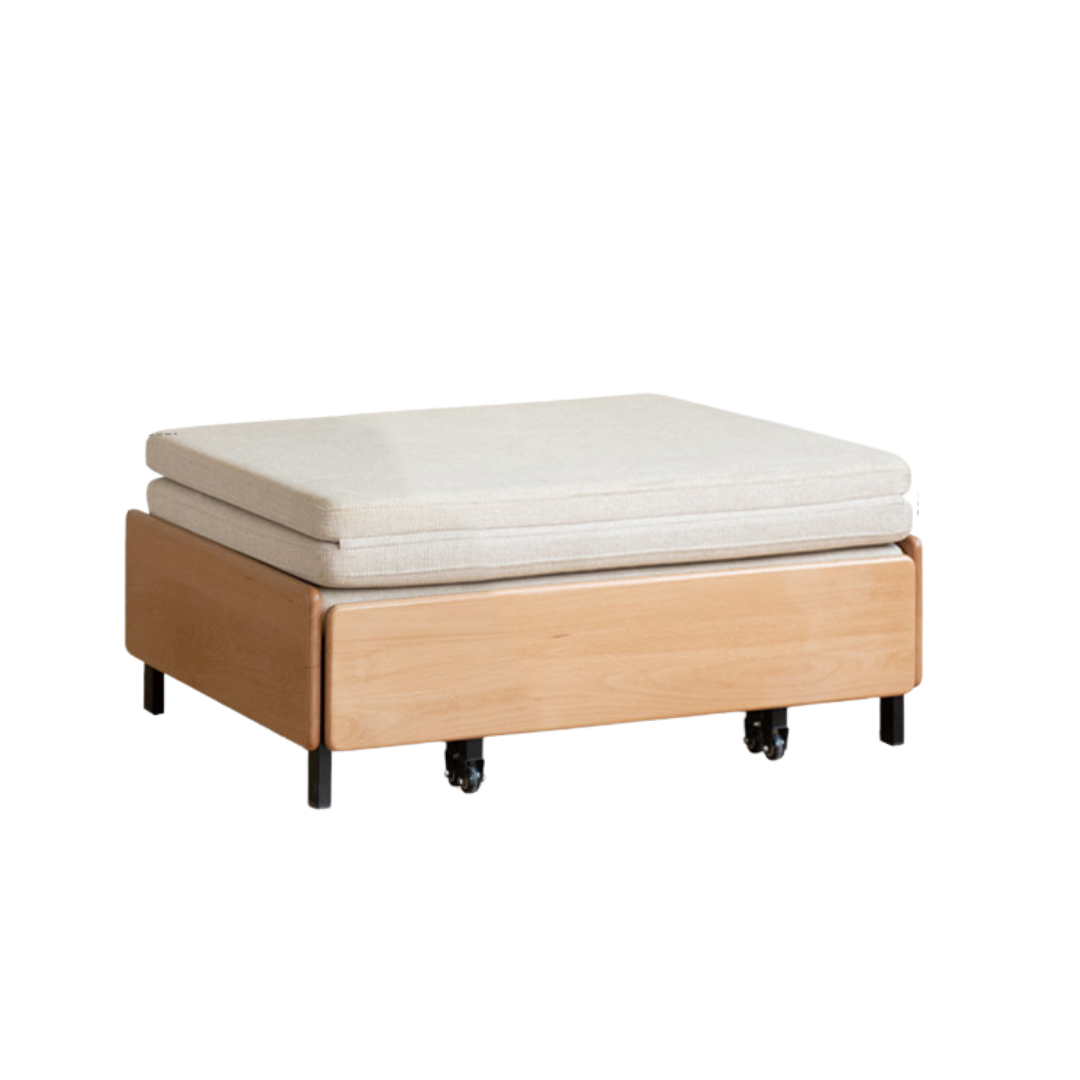 Beech Solid Wood Sofa Ull Out Retractable Single Bed