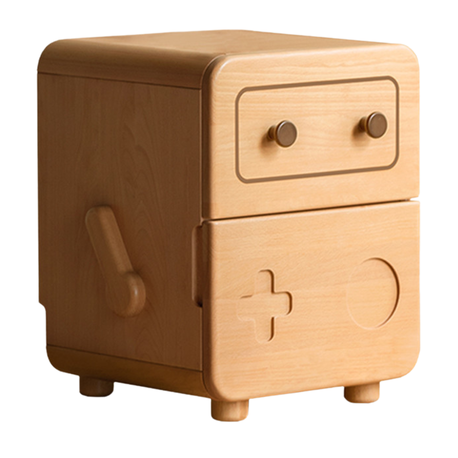 Oak Solid Wood Children's Cartoon Robot Nightstand