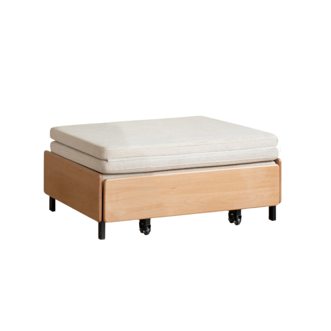 Beech Solid Wood Sofa Ull Out Retractable Single Bed