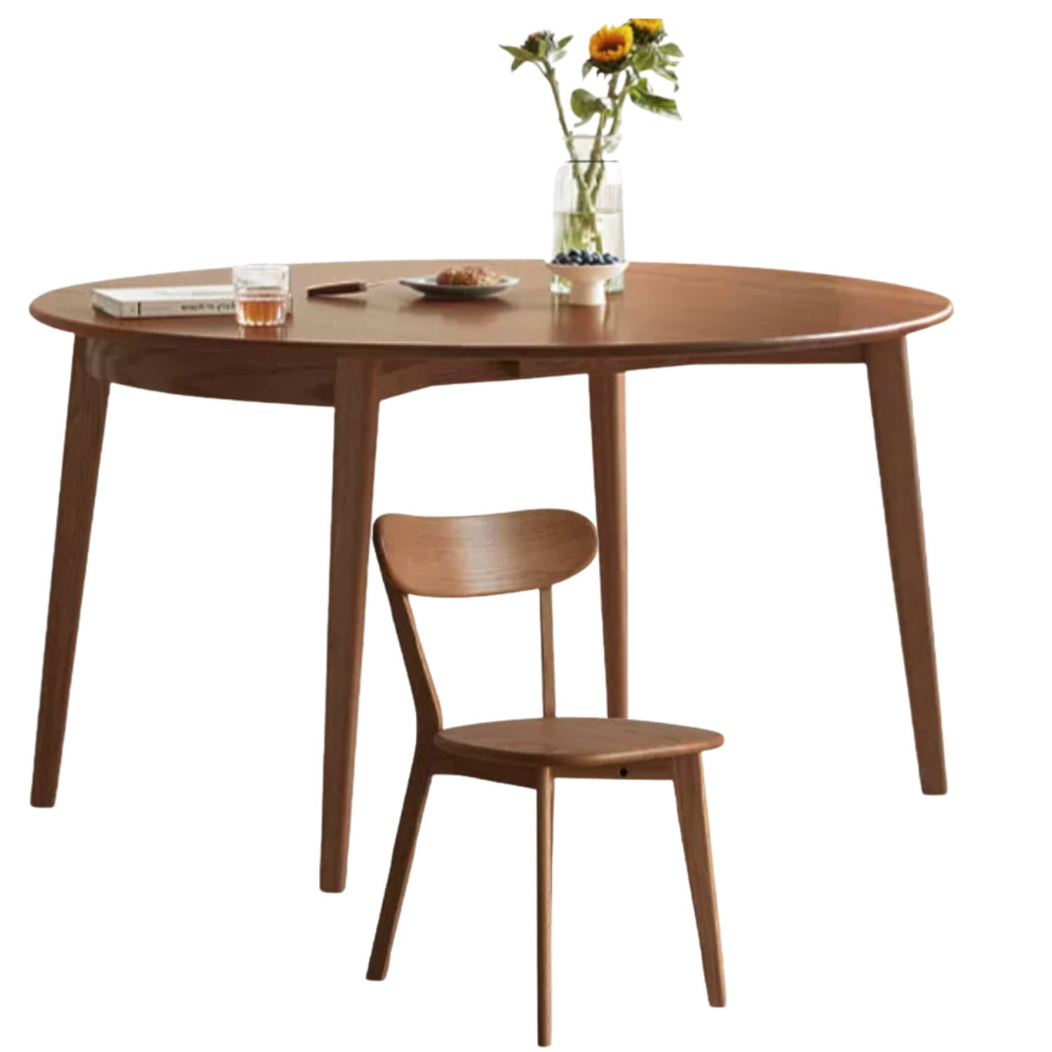 Oak Solid Wood Folding Round Dining Table