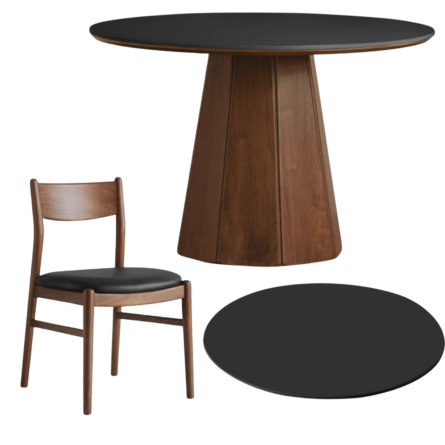 Black Walnut, Ash Solid Wood Round Slab Dining Table