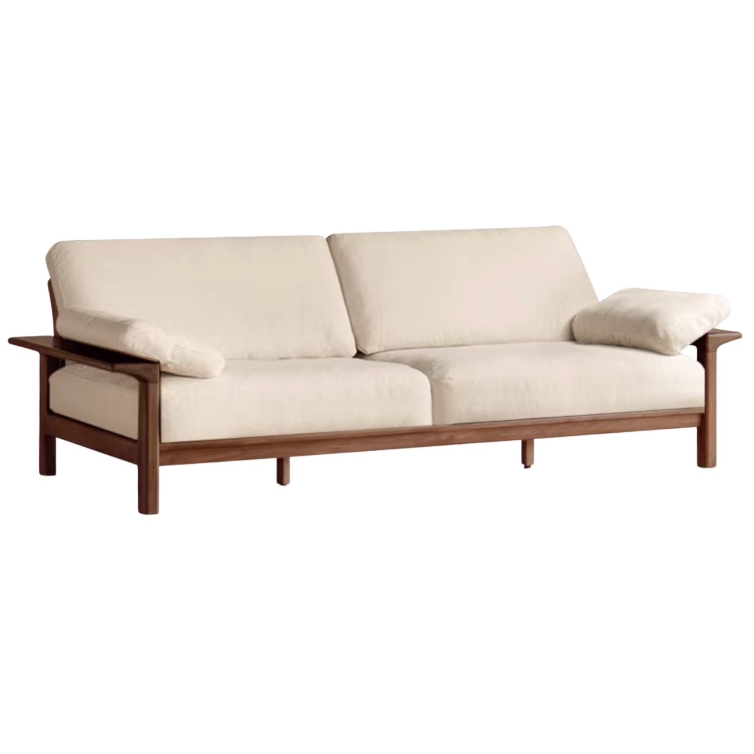 Black Walnut, Ash Solid Wood Wabi Sabi Style Genuine Leather Sofa, fabric sofa