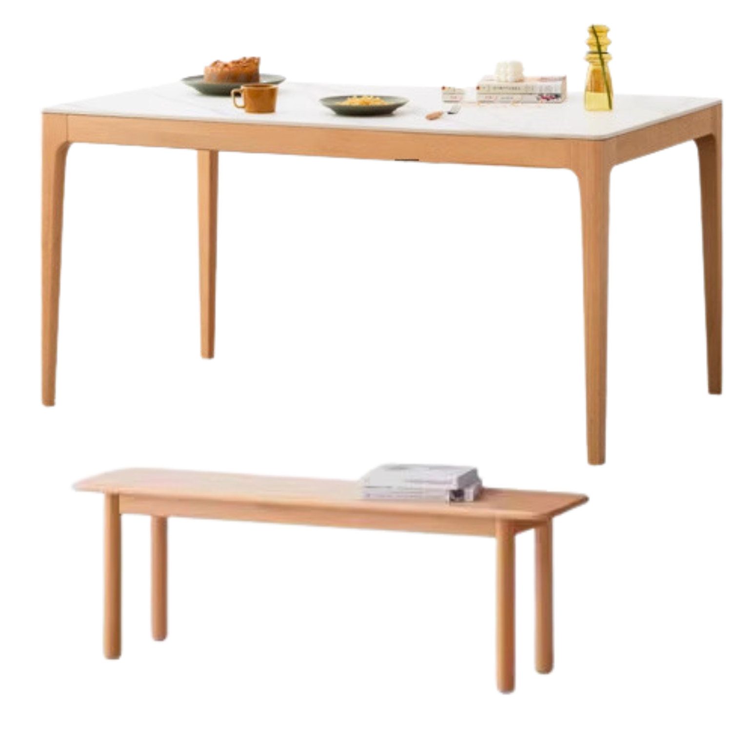 Beech solid wood slate dining table rectangular ,