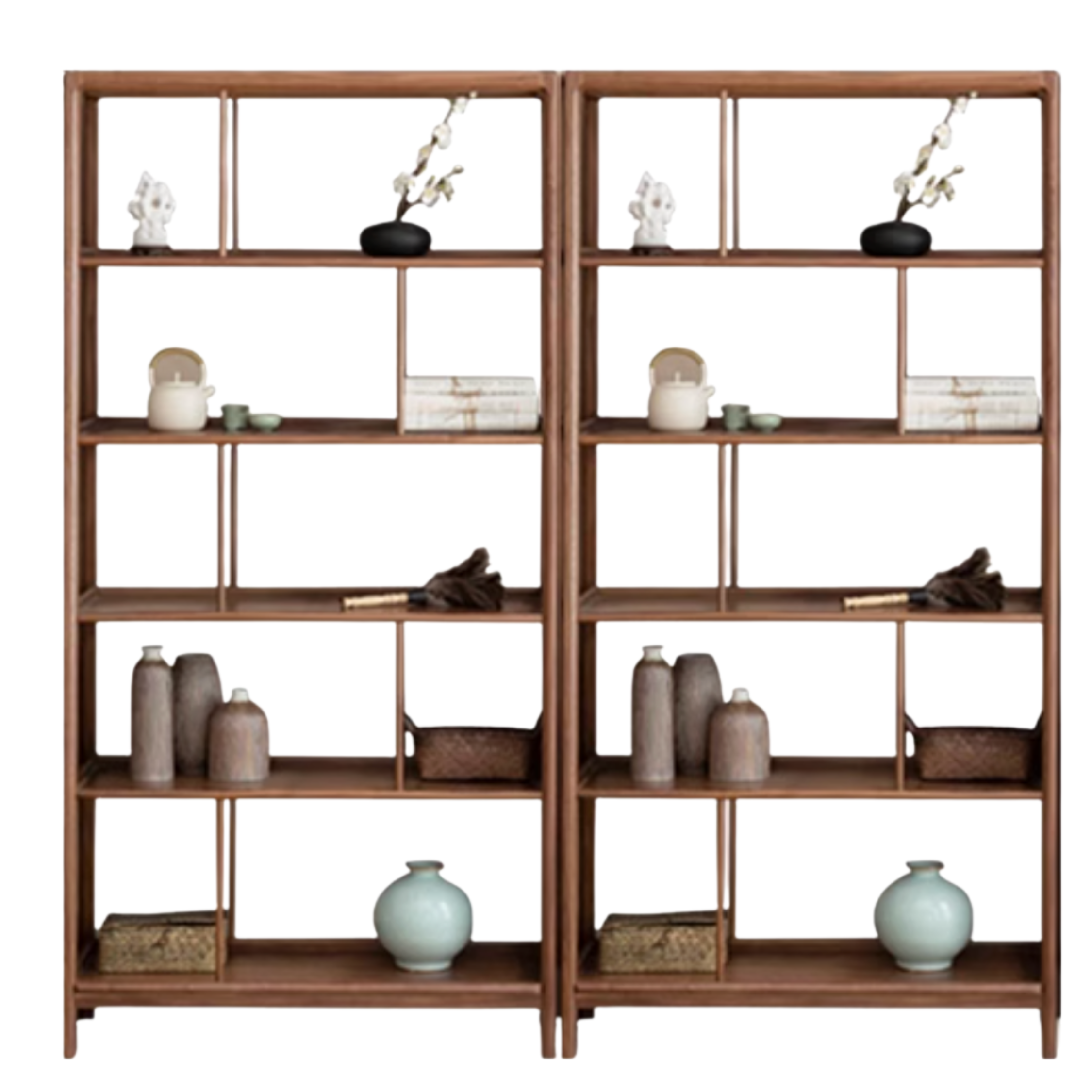Black Walnut, Ash Solid Wood Bookshelf Combined Bookcase Display Cabinet Wall Shelf