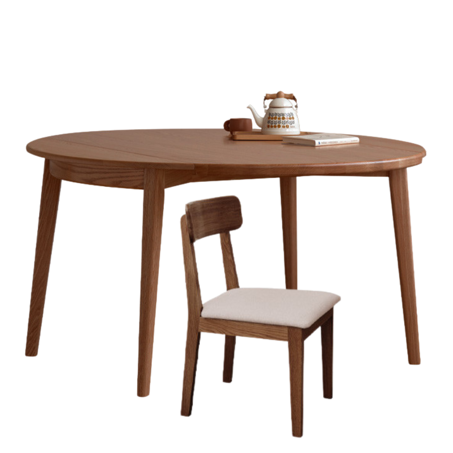 Oak solid wood folding round dining table,