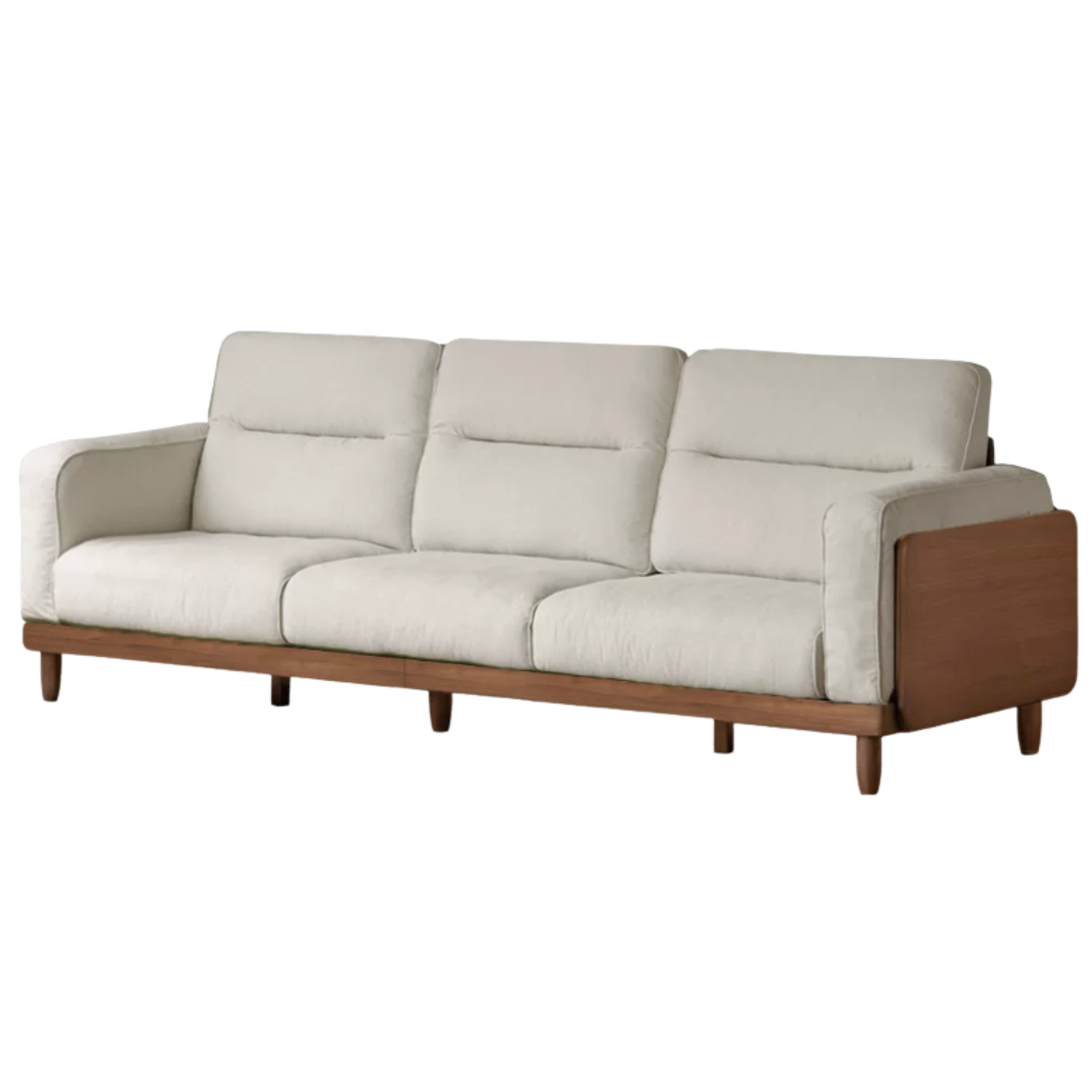 Black Walnut, Ash, Solid Sandalwood Genuine Leather, fabrics Sofa with High-Back Design