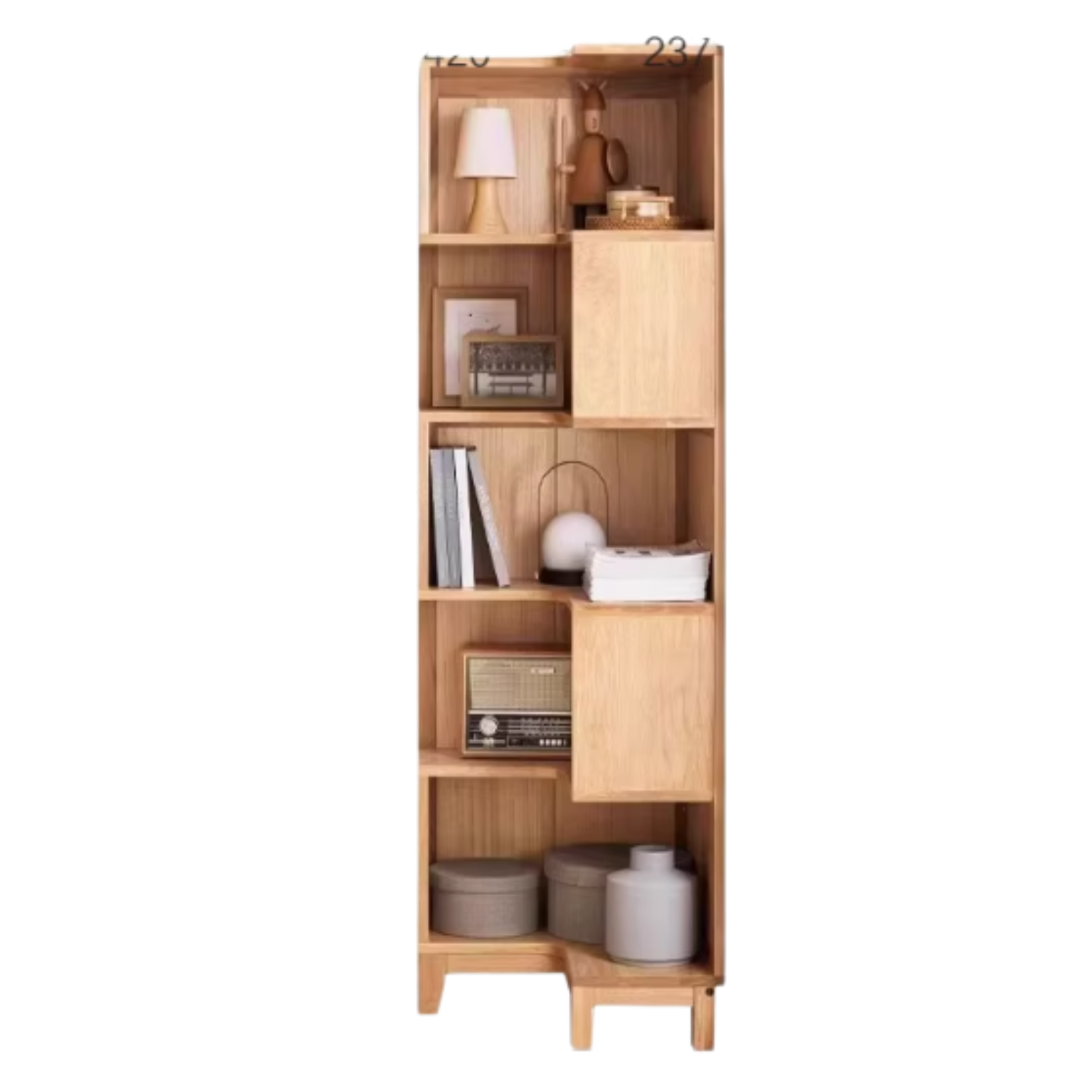 Oak Solid Wood Floor To Ceiling Bookshelve