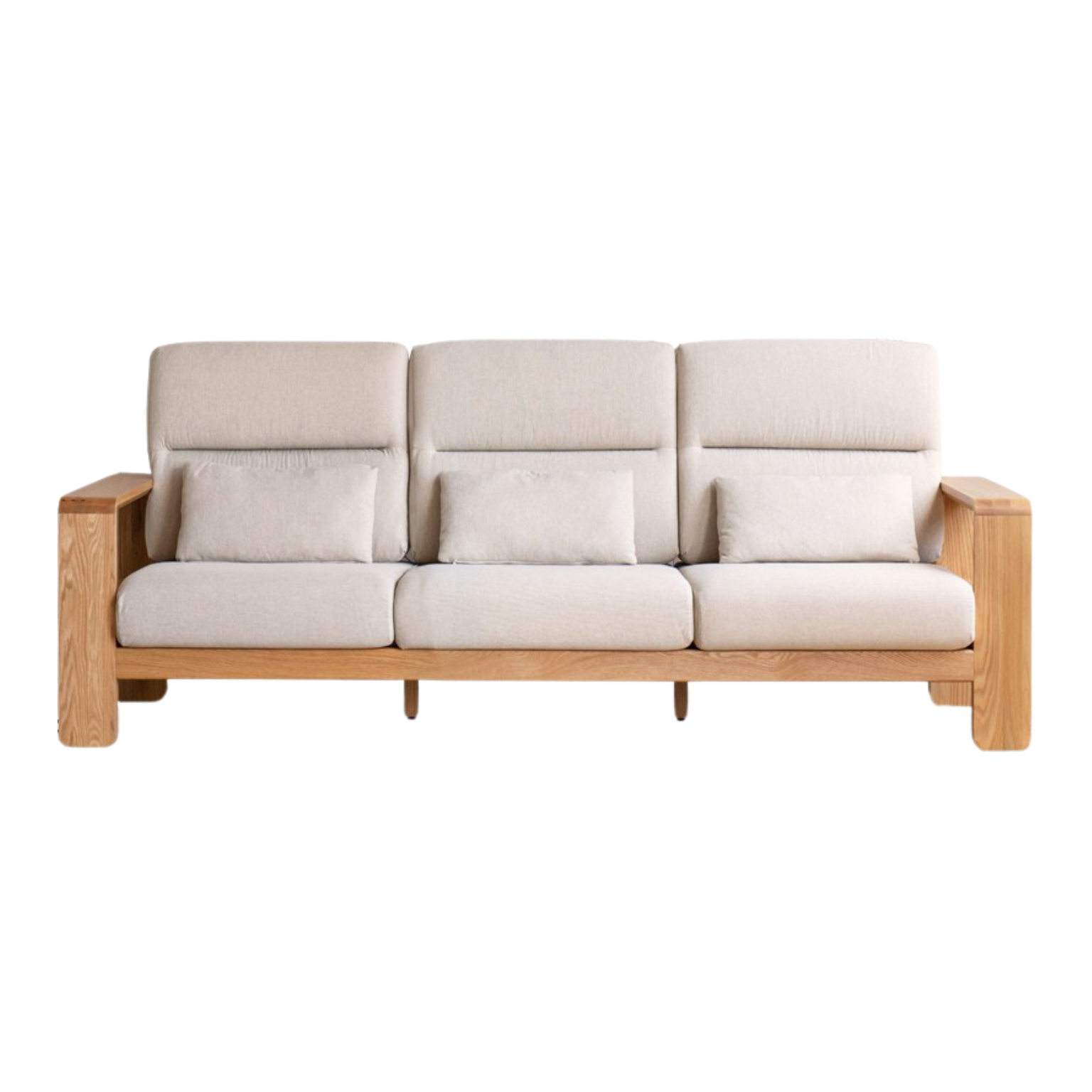 Oak Solid Wood Modern Log Style Corner Fabric Sofa