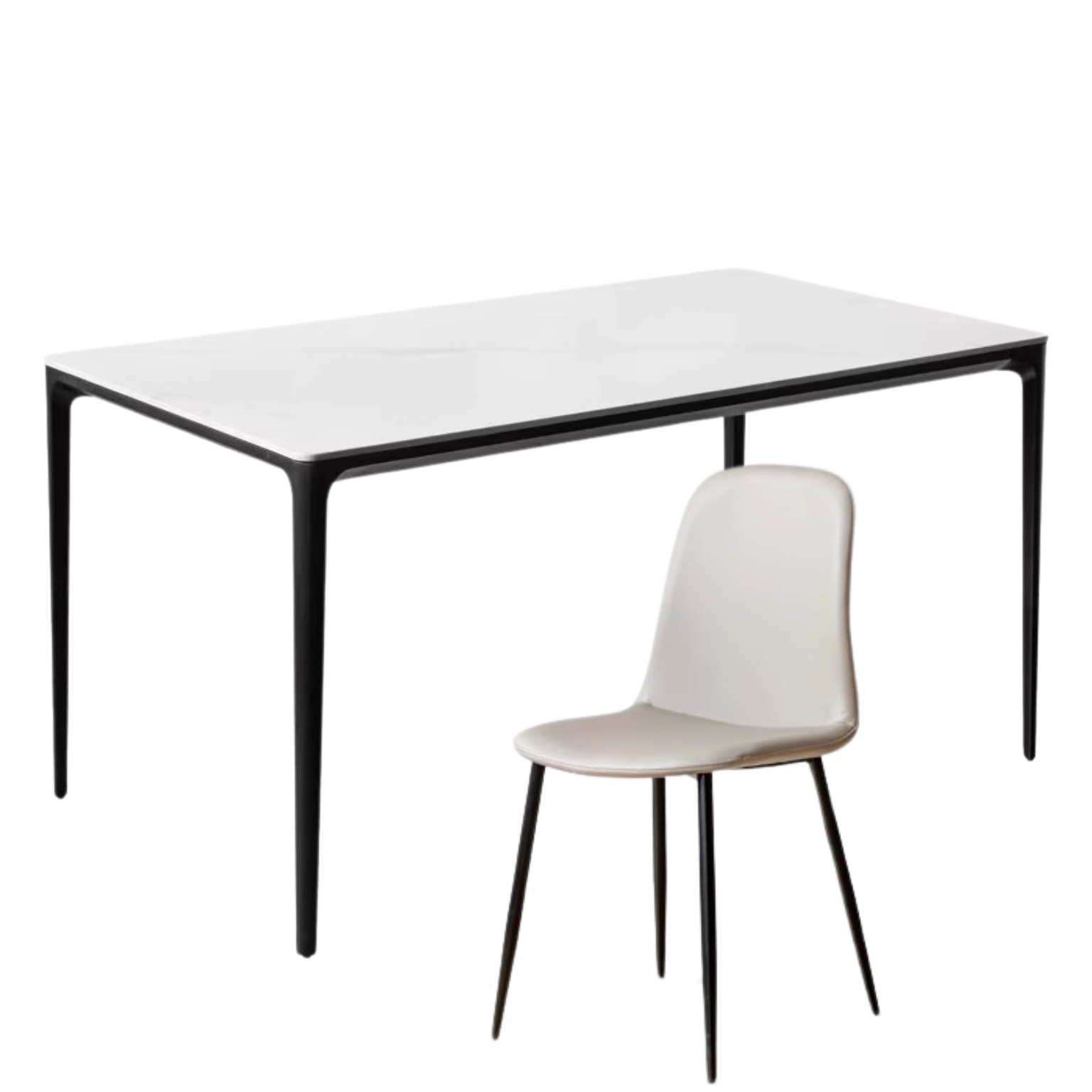 Rock slab+metal Italian light luxury black dining table