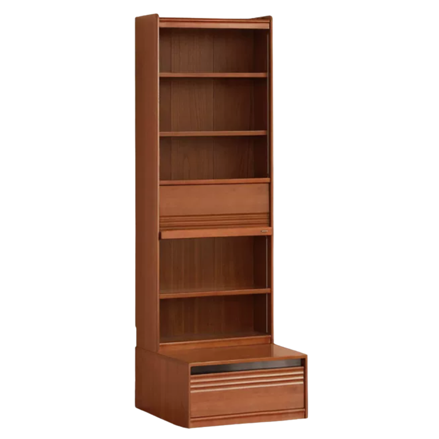Tulipwood, Birch Solid Wood Floor-to-Ceiling Modular Bookcase with Sliding Glass Doors