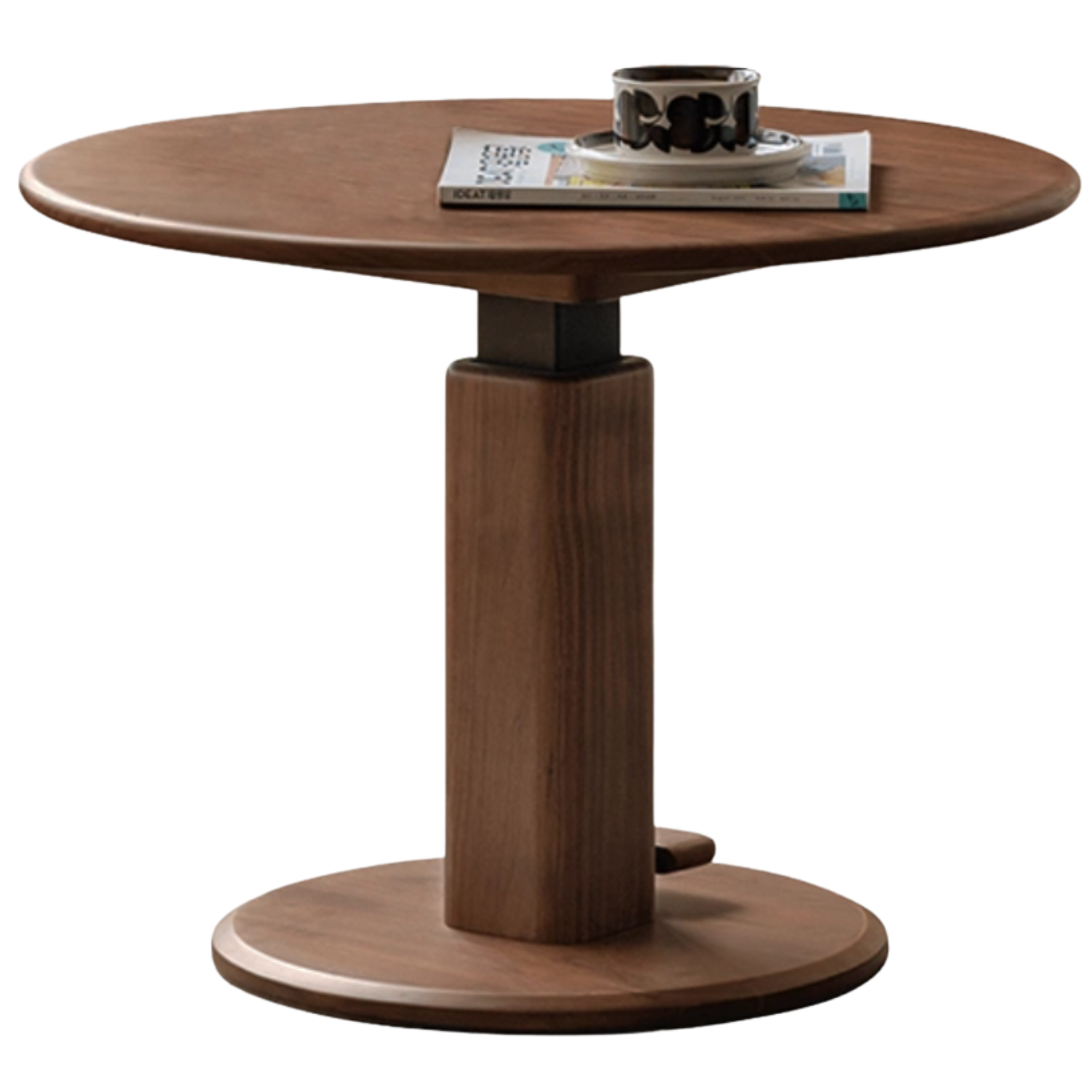 Black Walnut, Golden Sandalwood, Oak Round Solid Wood Coffee Table