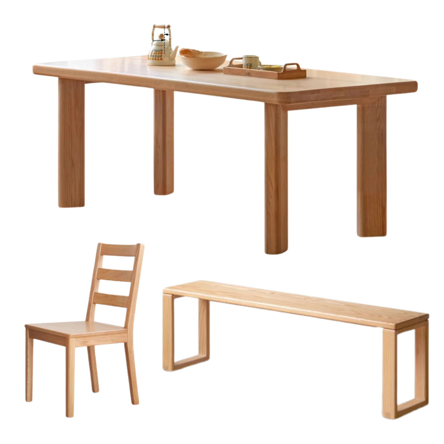 Oak solid wood large dining table table log style,