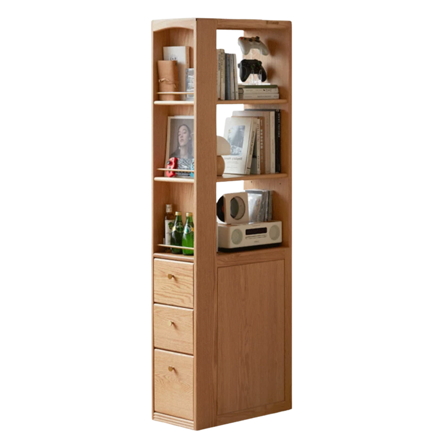 Oak, White Ash Solid Wood Study Modern Bookcase
