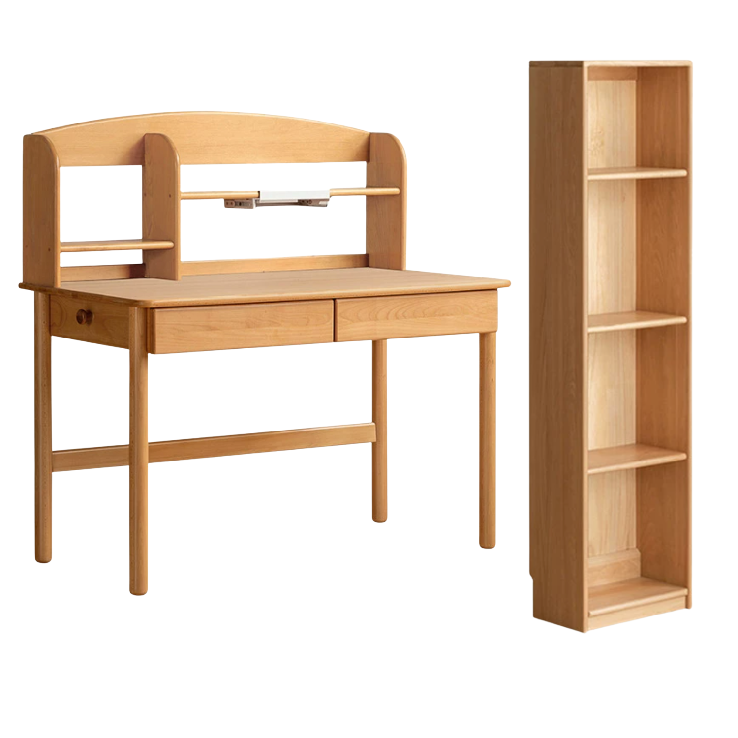 Oak, Beech Solid Wood Children's Ctudy Desk Bookshelf Integrated