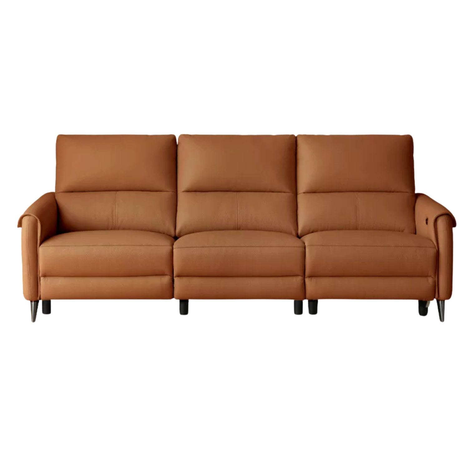 Genuine Leather Power Reclining Sofa with Wall-Hugger Track Arms