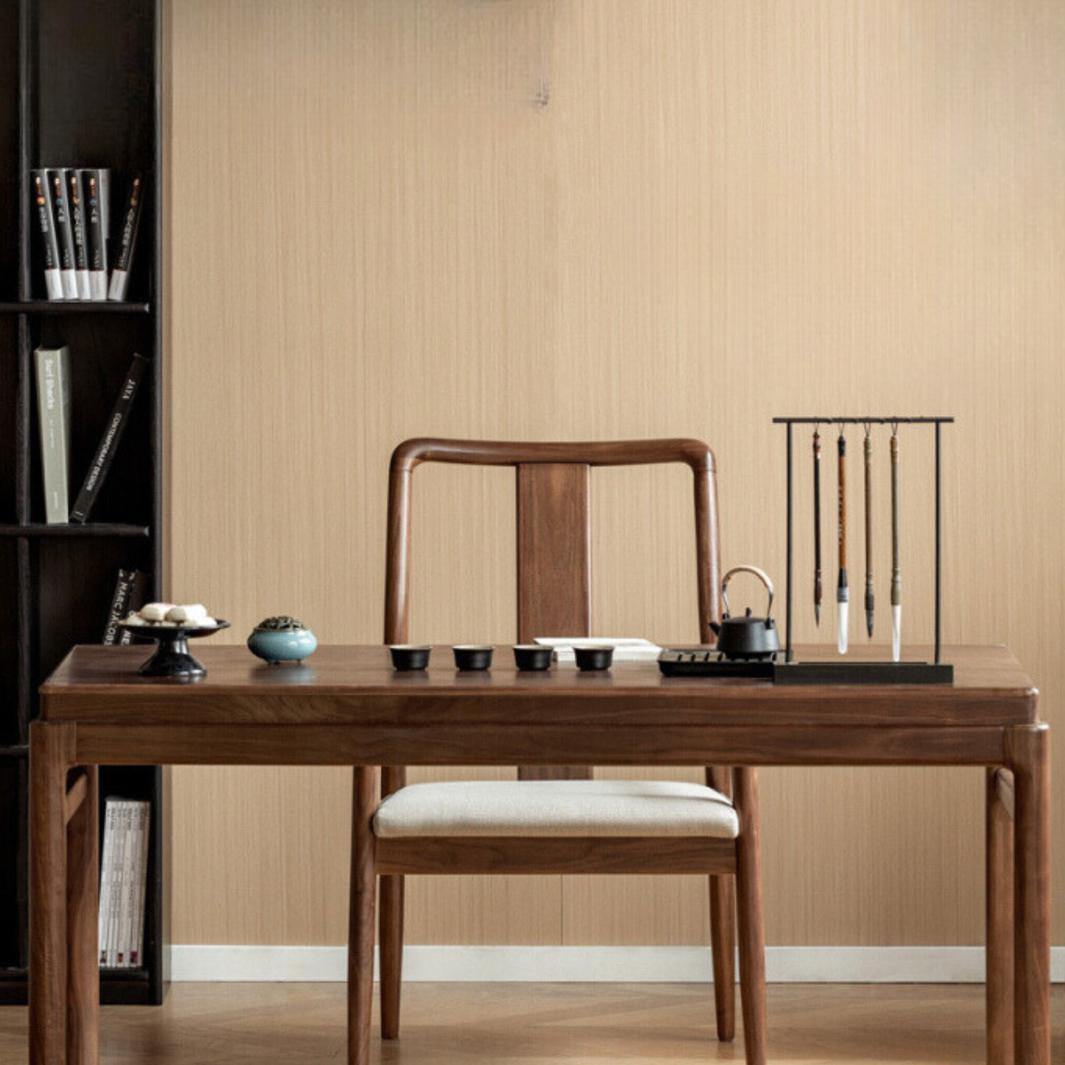 Black walnut solid wood tea table,