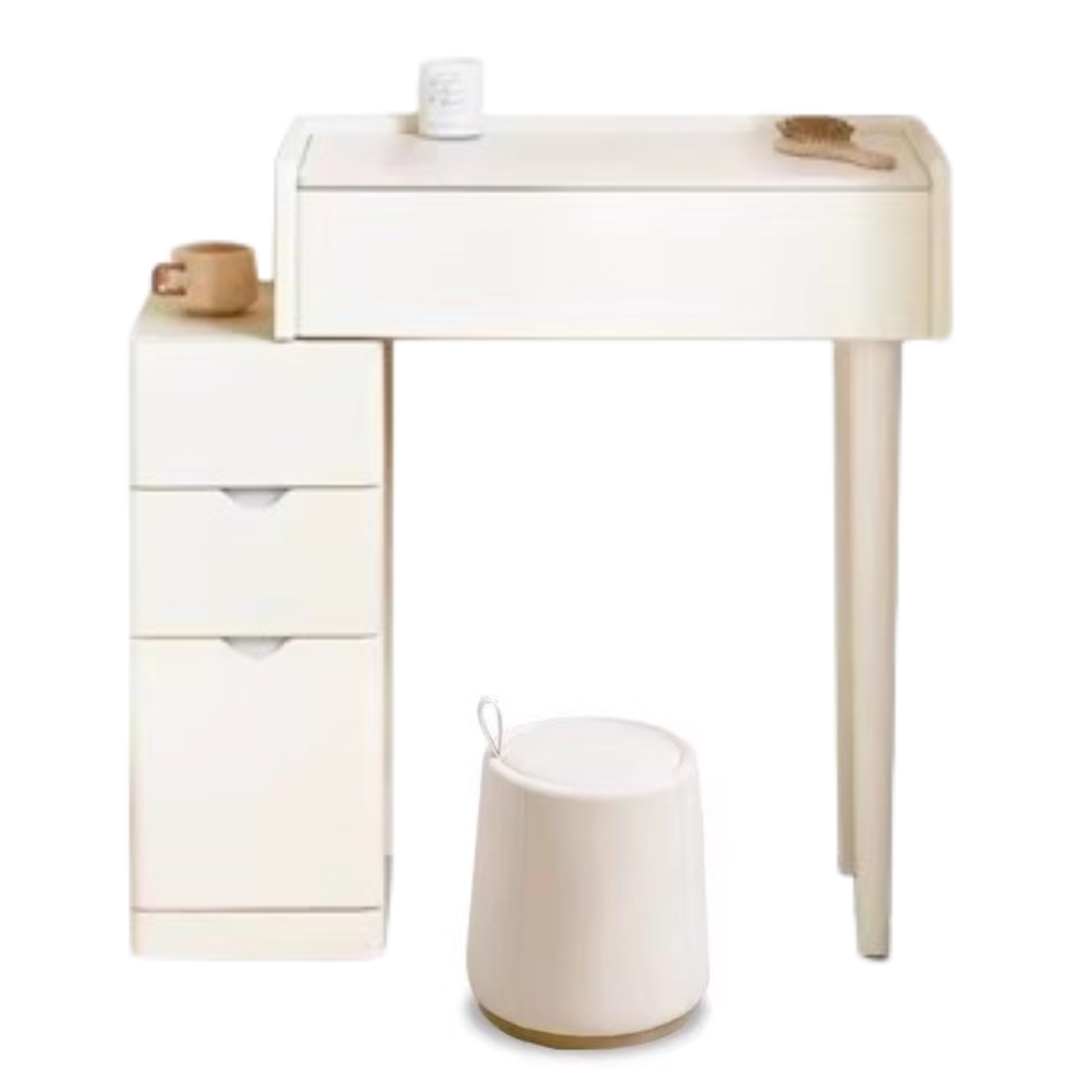 Beech Solid Wood Makeup Table Cream Style -