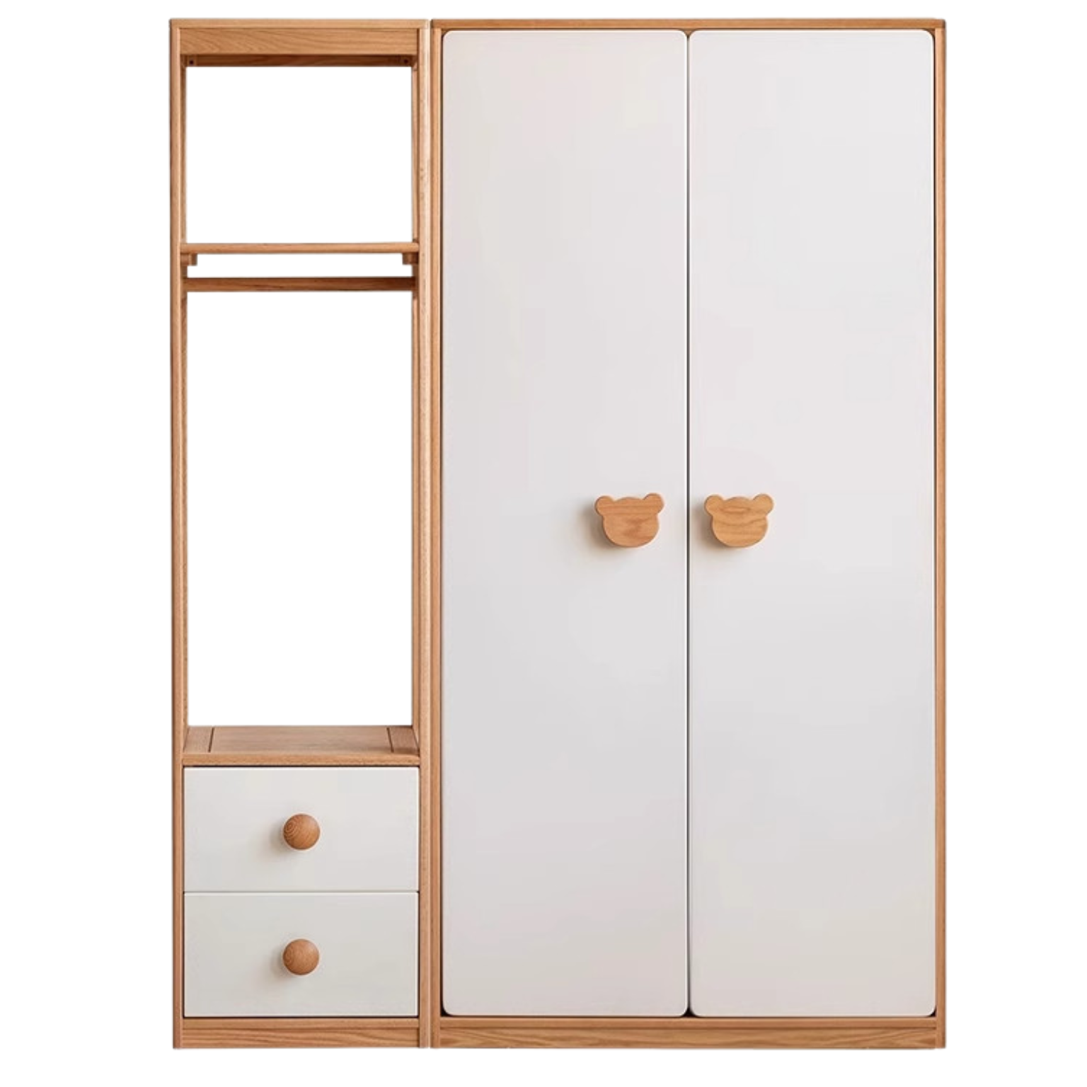 Oak Solid Wood Children's Wardrobe Combination: