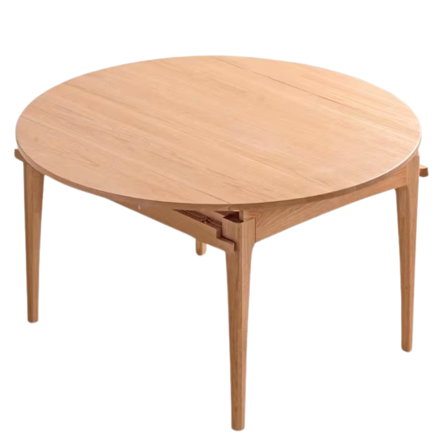 Oak solid wood Round folding dining table with rock slab surface,