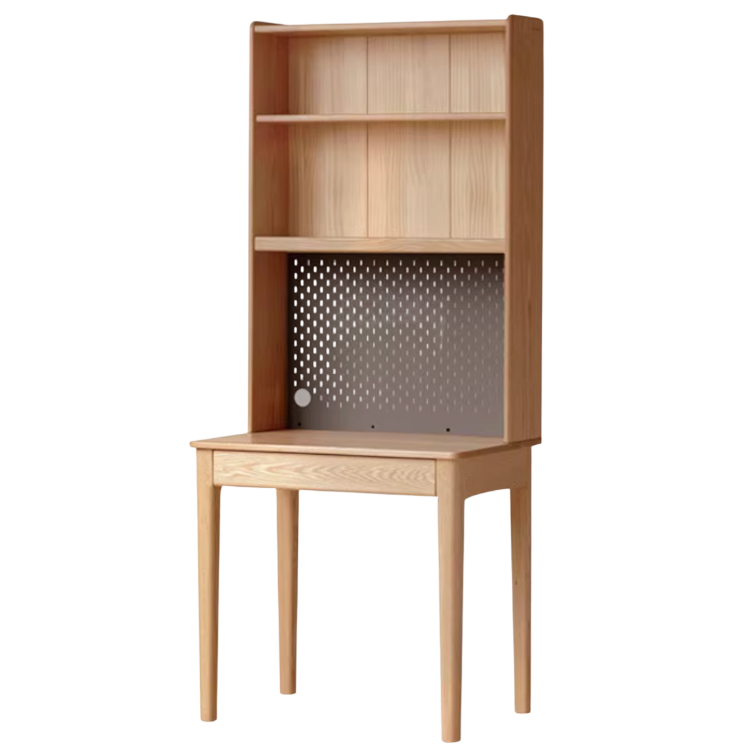 Oak, Ash Solid Wood Modern Desk Bookshelf Integrated