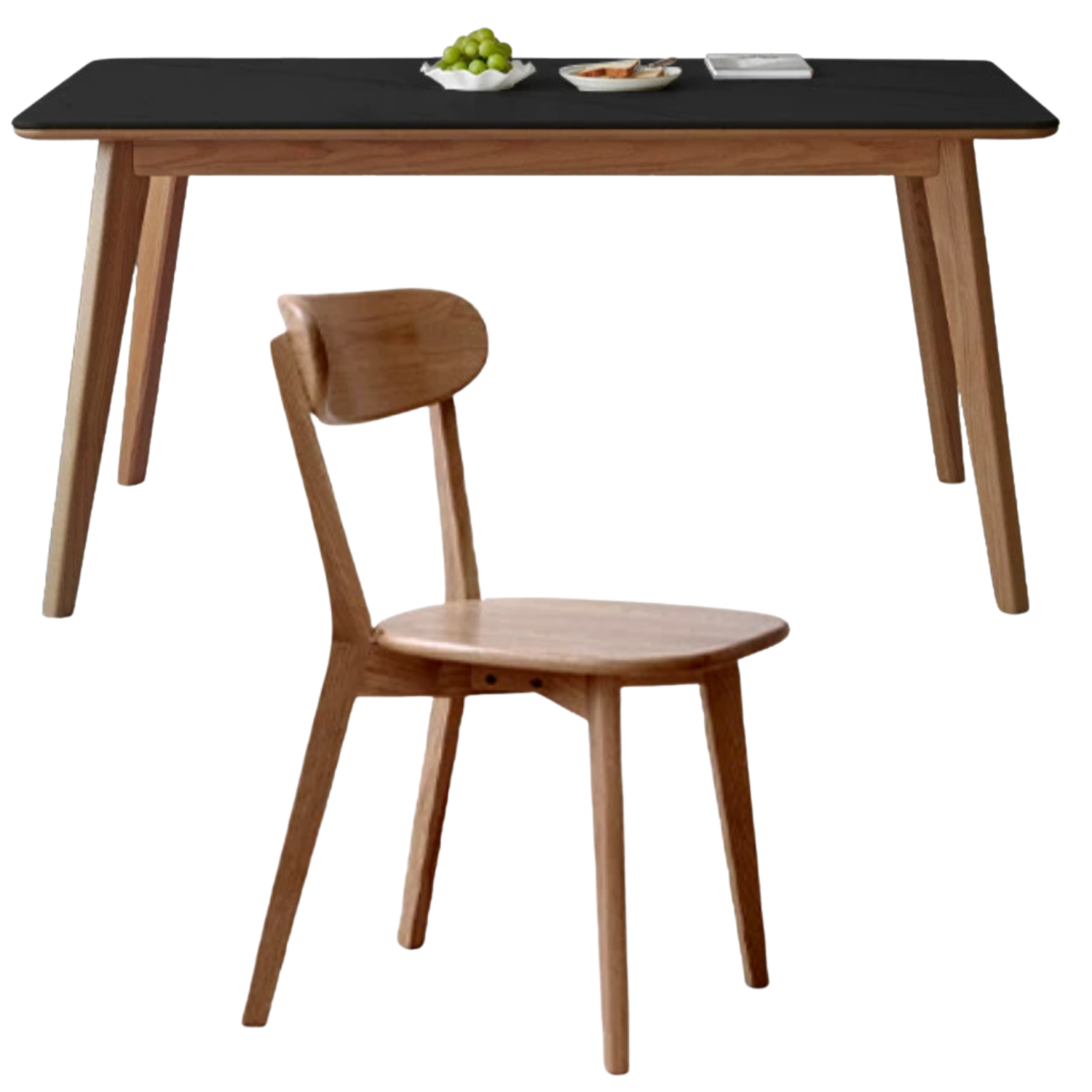 Ash, Oak Solid Wood Modern Rock Plate Dining Table