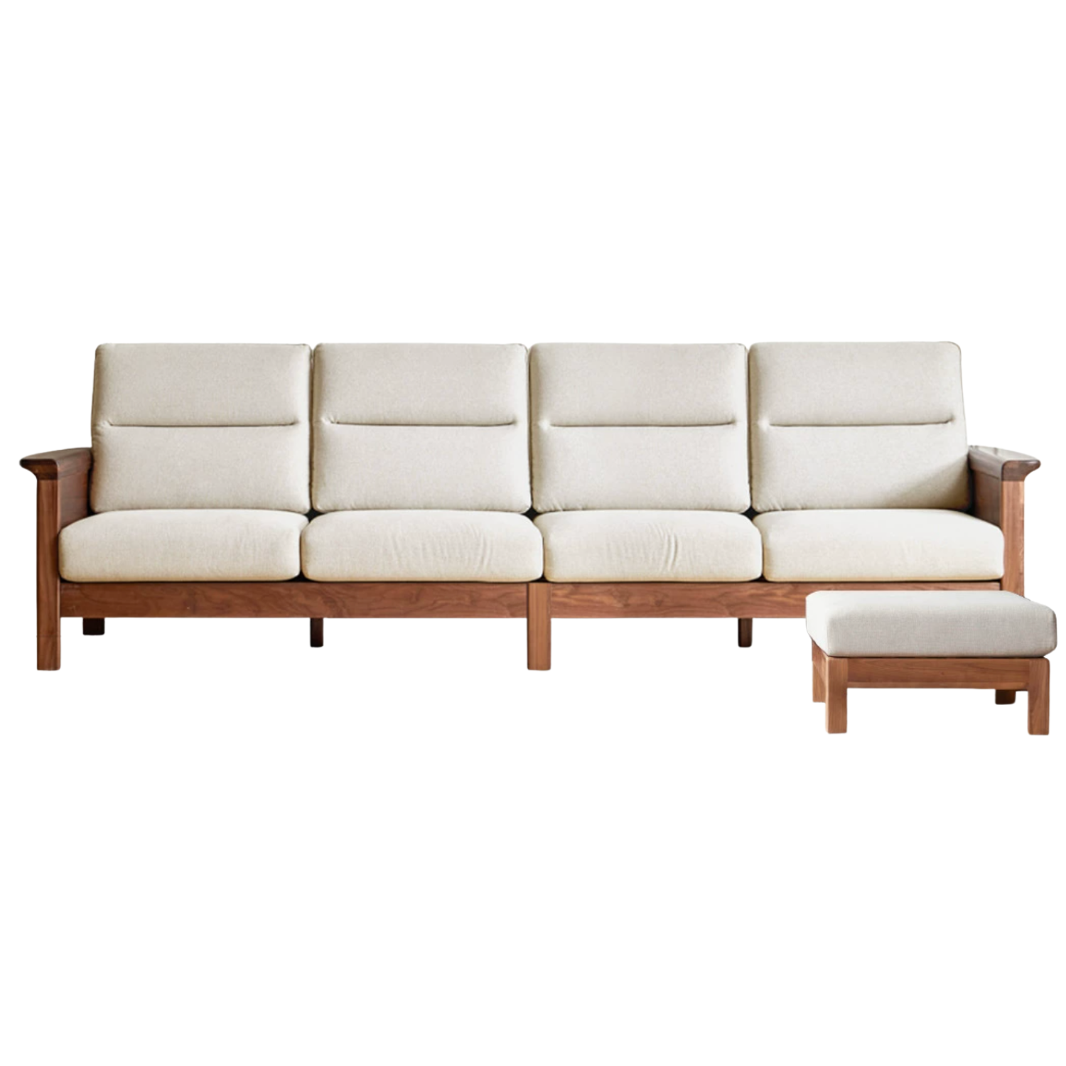 Sandalwood, Black Walnut Solid Wood Fabric Sofa.