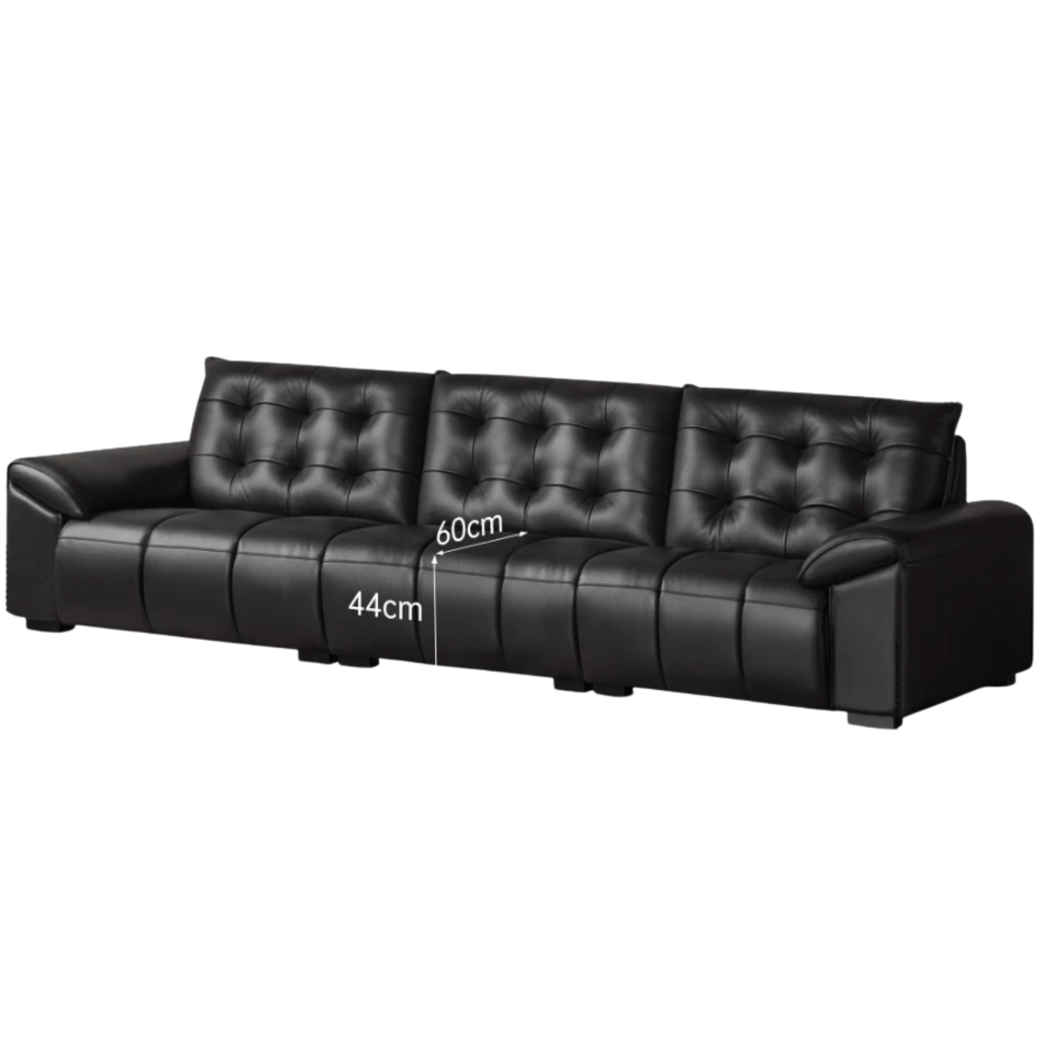 Genuine Leather Sofa with Biscuit Tufted Cushions and Track Arms