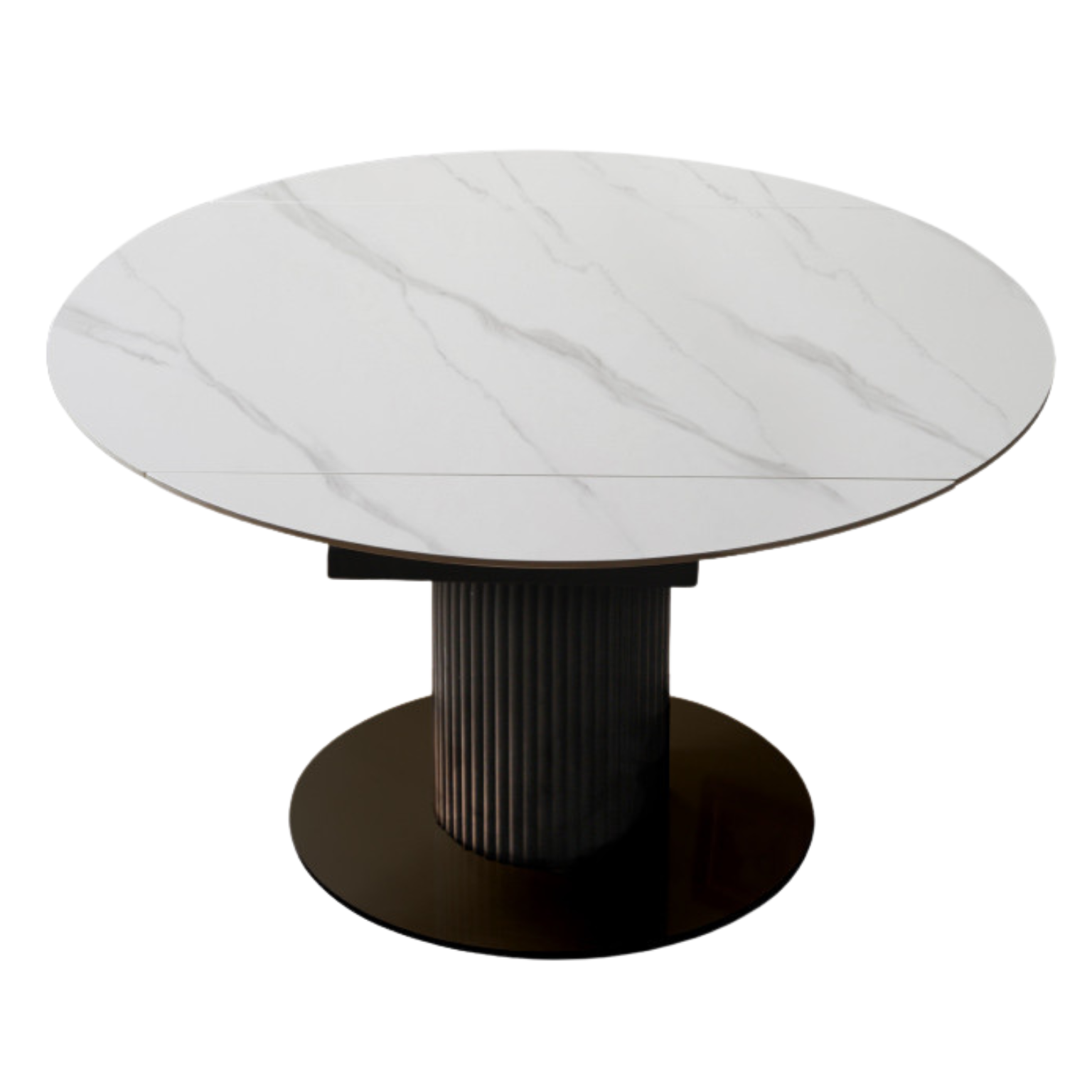 Oak solid wood Rotating telescopic round dining table light luxury rock board  ,