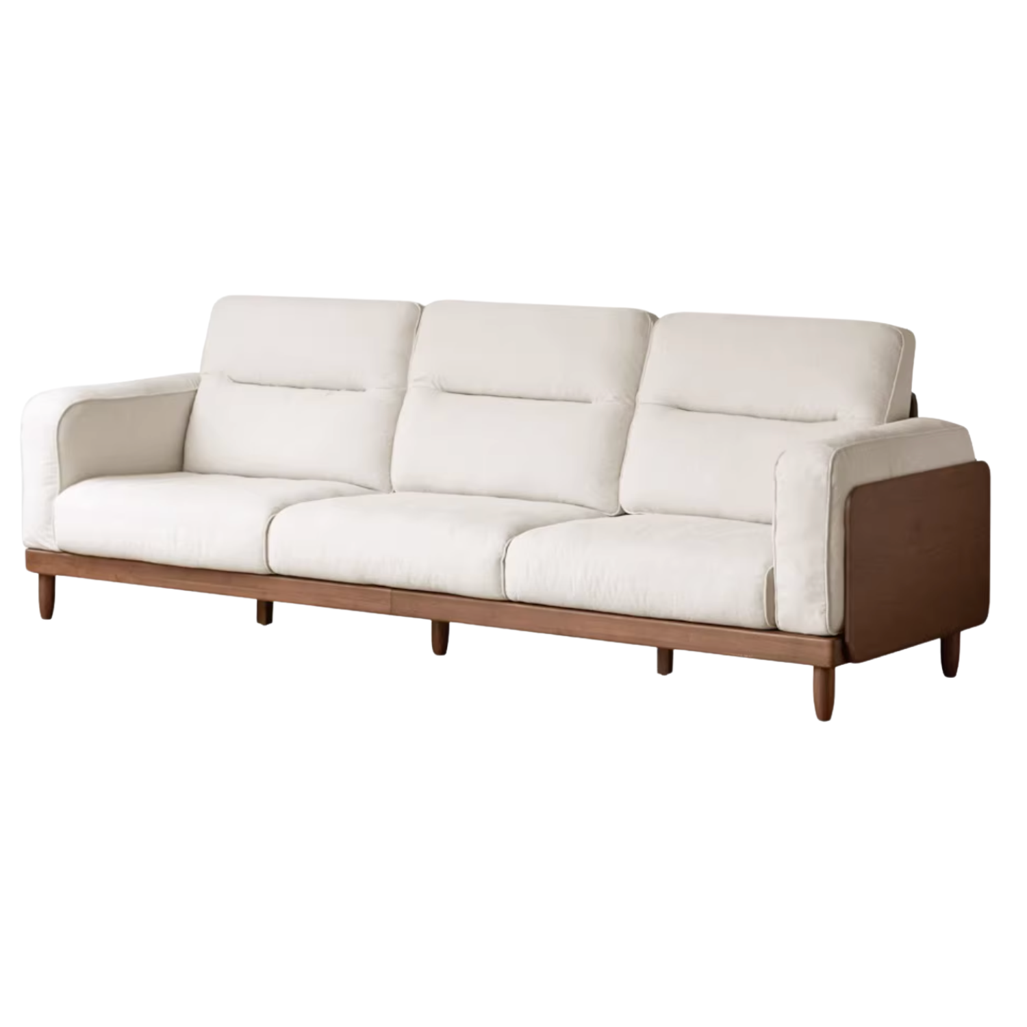 Sandalwood, Ash Solid Wood Genuine Leather, fabric High-Back Sofa