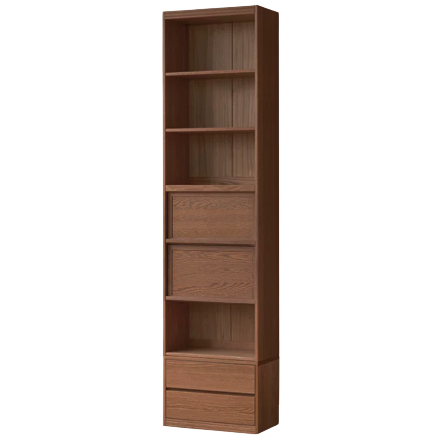 Black Walnut, Oak, Ash Solid Wood Floor-Standing Bookcase with Luxury Storage Cabinet