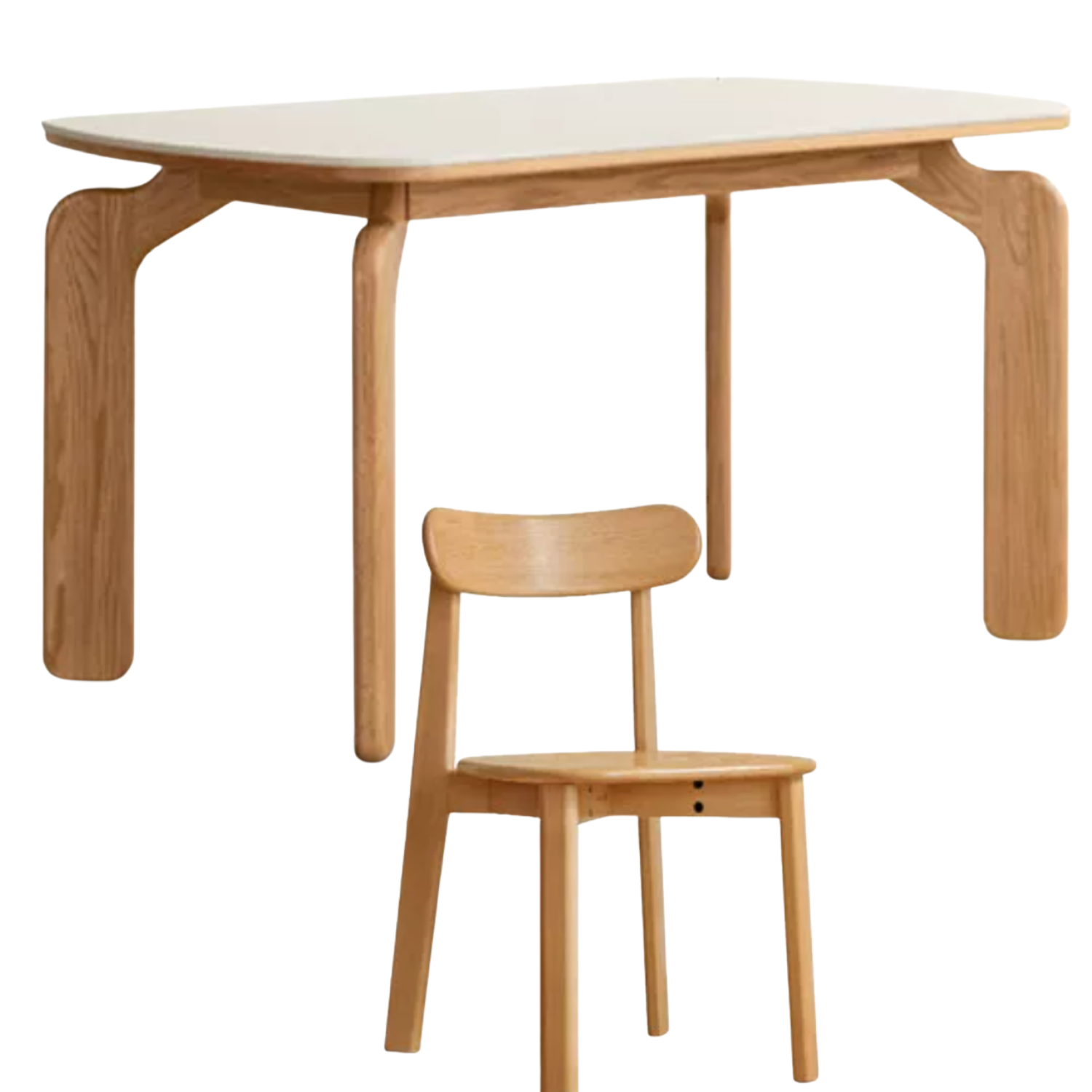 Oak Solid Wood Modern Rock Plate Dining Table