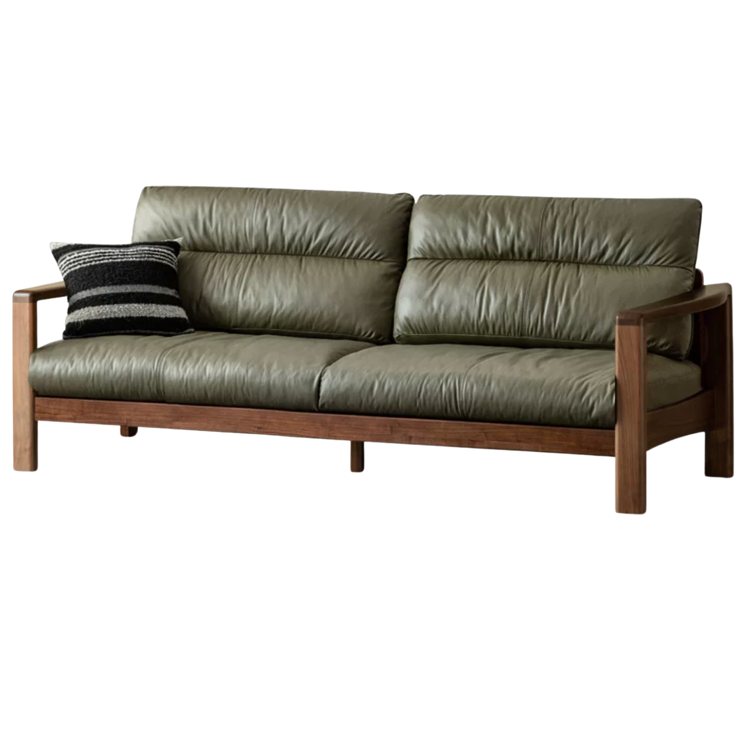Black Walnut Solid Wood Genuine Leather Luxury Sofa-