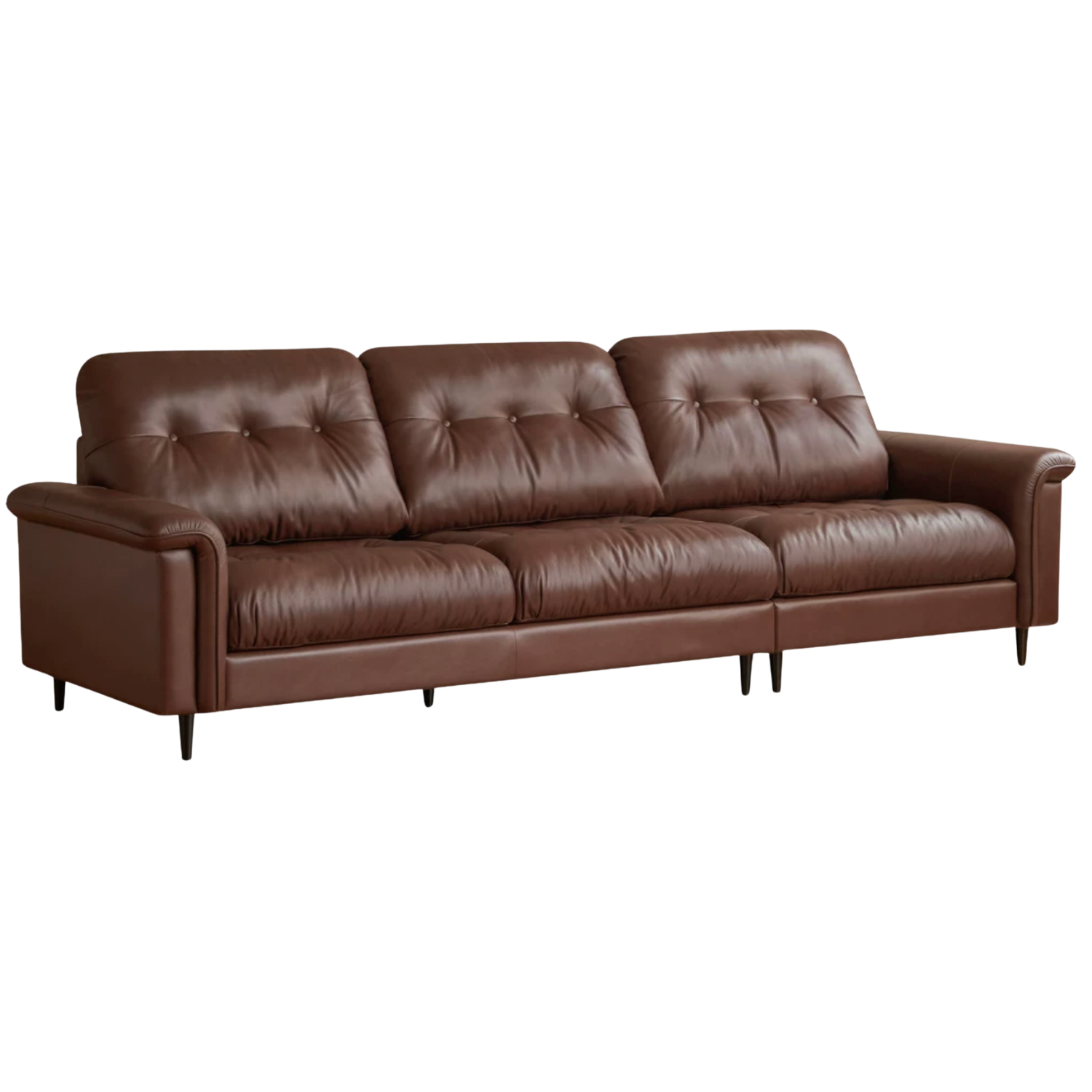 Genuine Leather Mid-Century Inspired Sofa