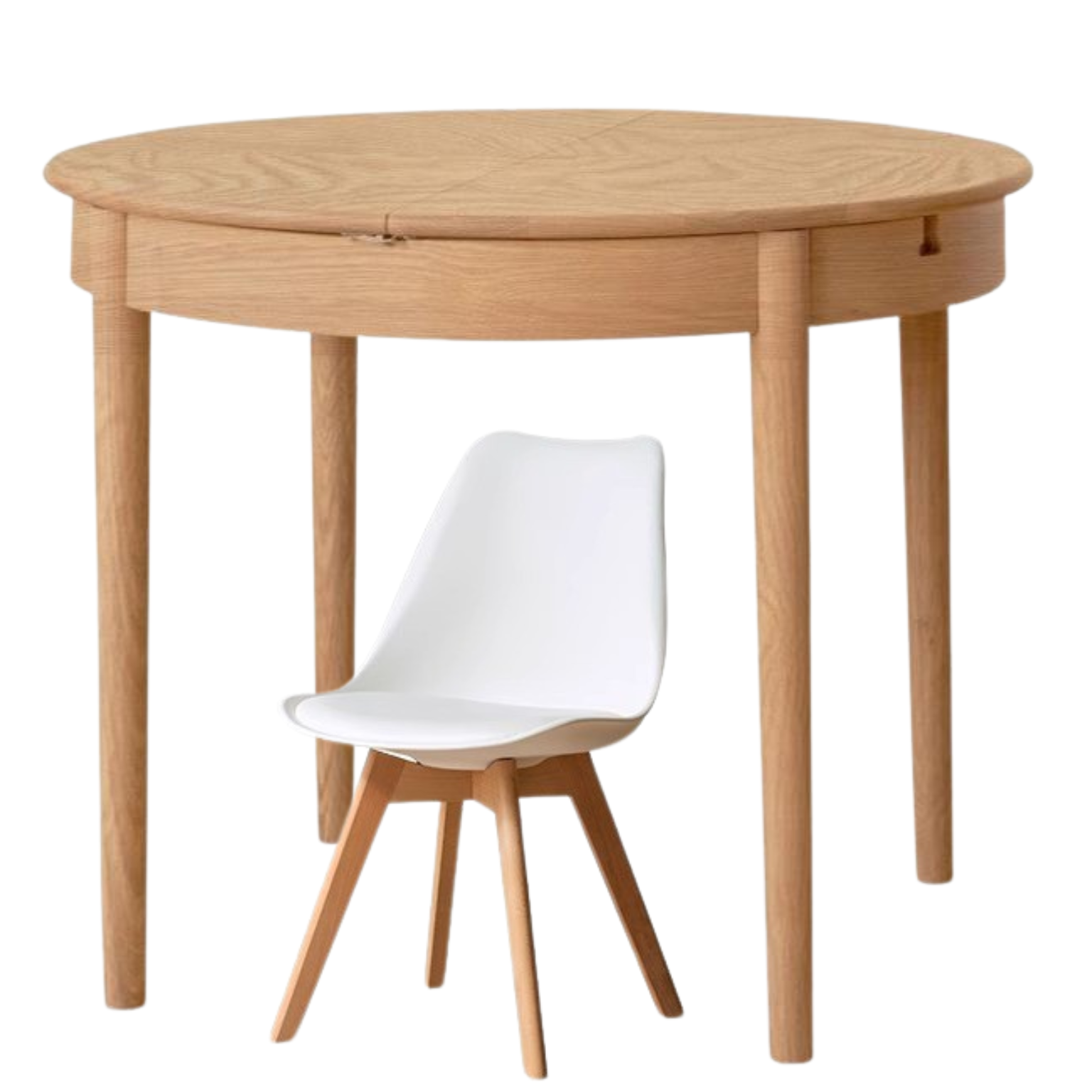 Oak, ash Solid Wood Retractable Round Dining Table