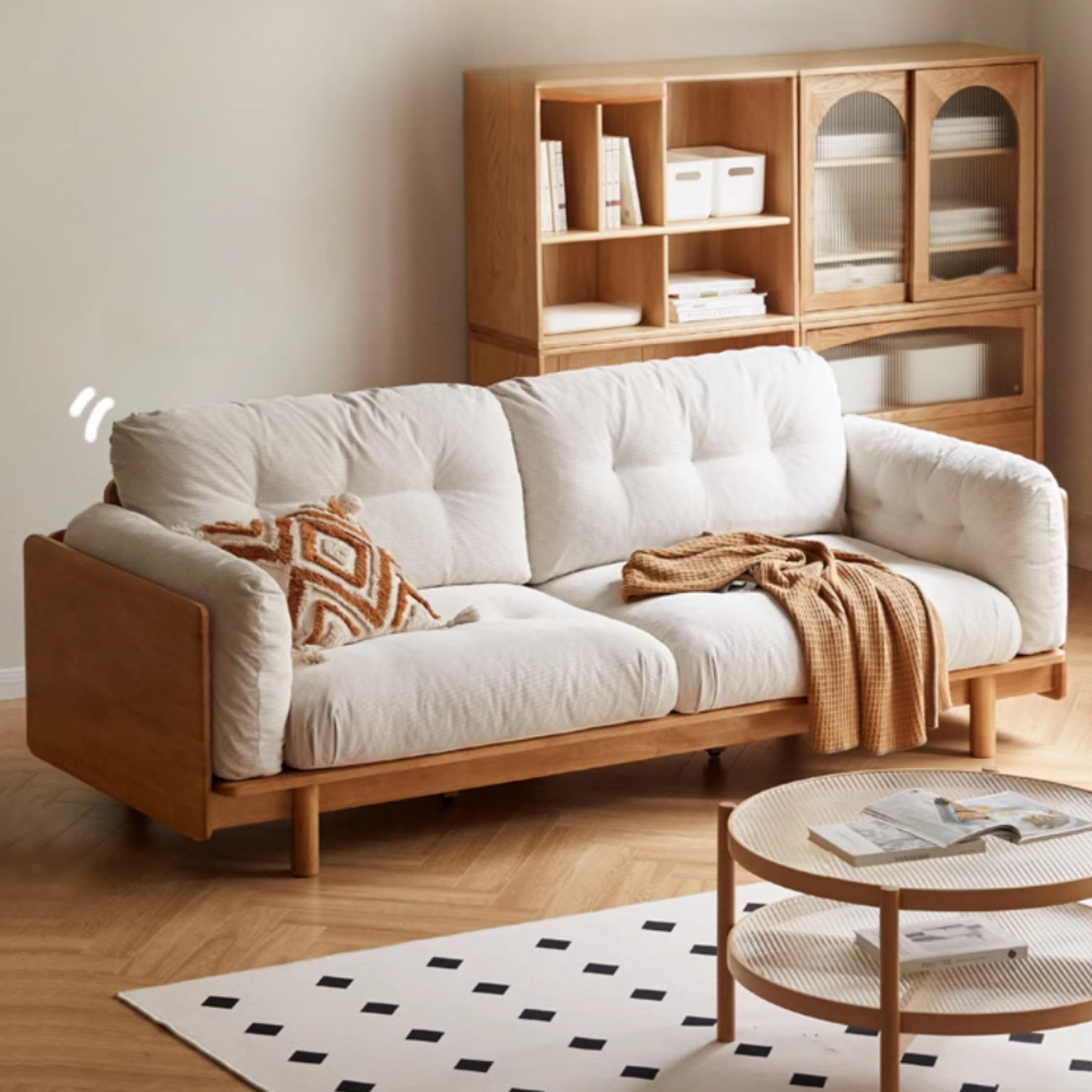 Rubber Solid Wood Modern Soft Sofa