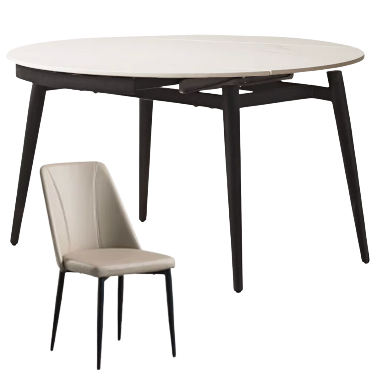 Folding Rock Table Metal Legs Light Luxury Round Dining Table