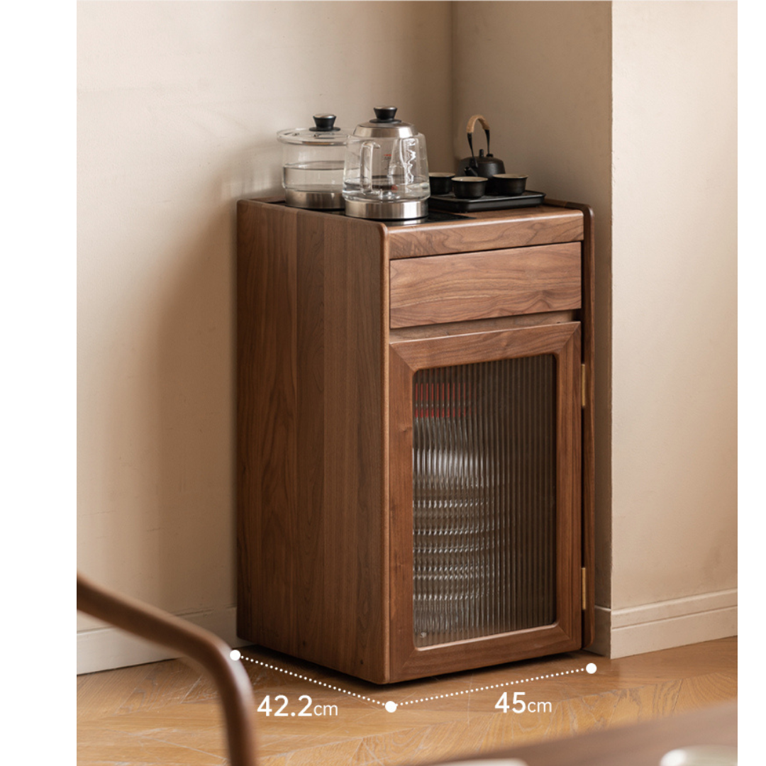 Black Walnut Solid Wood Tea Cabinet Kettle Integrated Side Cabinet