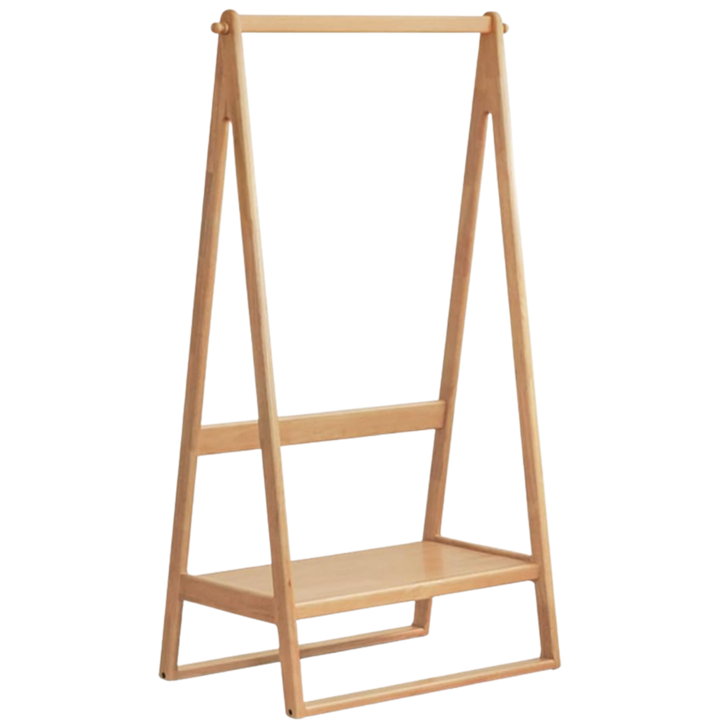 Oak, Rubberwood hanger for small bedroom floor standing storage rack