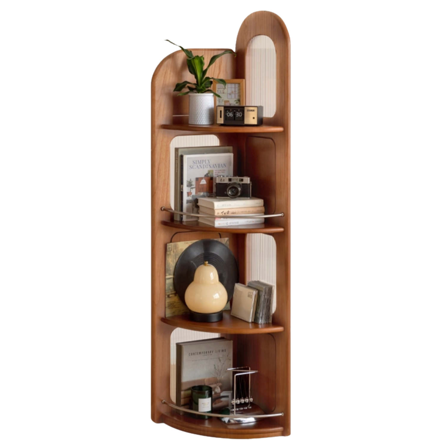 Poplar, Cherry Solid Wood Retro Corner Bookshelf
